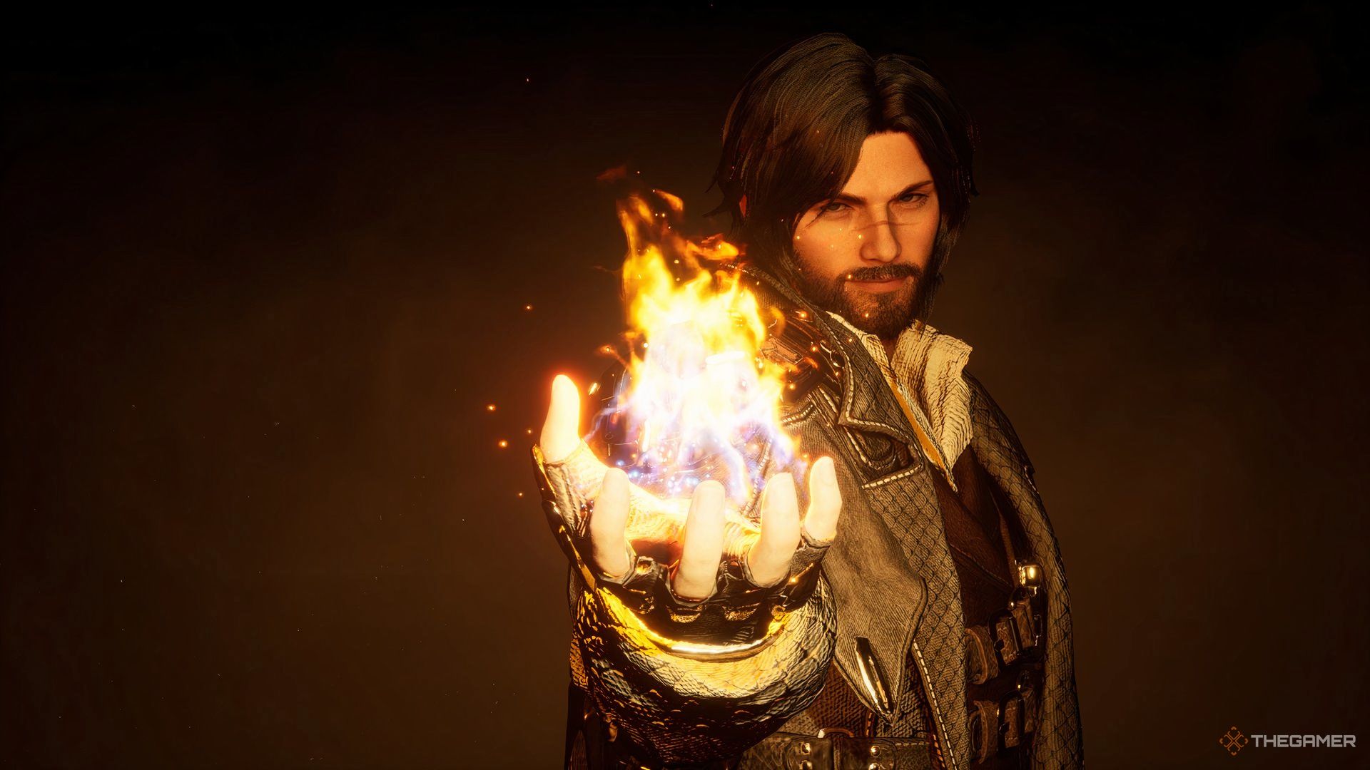 Blair holding fire in his palm in The First Descendant.