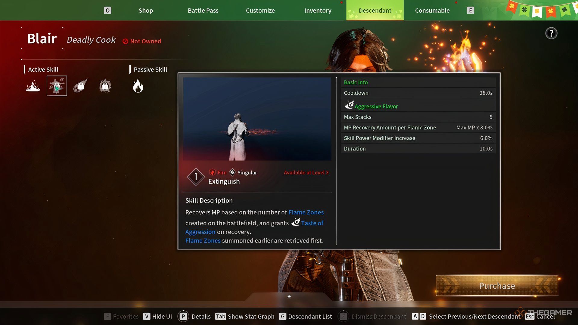 Showcasing Blair's Extinguish skill via a preview window in The First Descendant.
