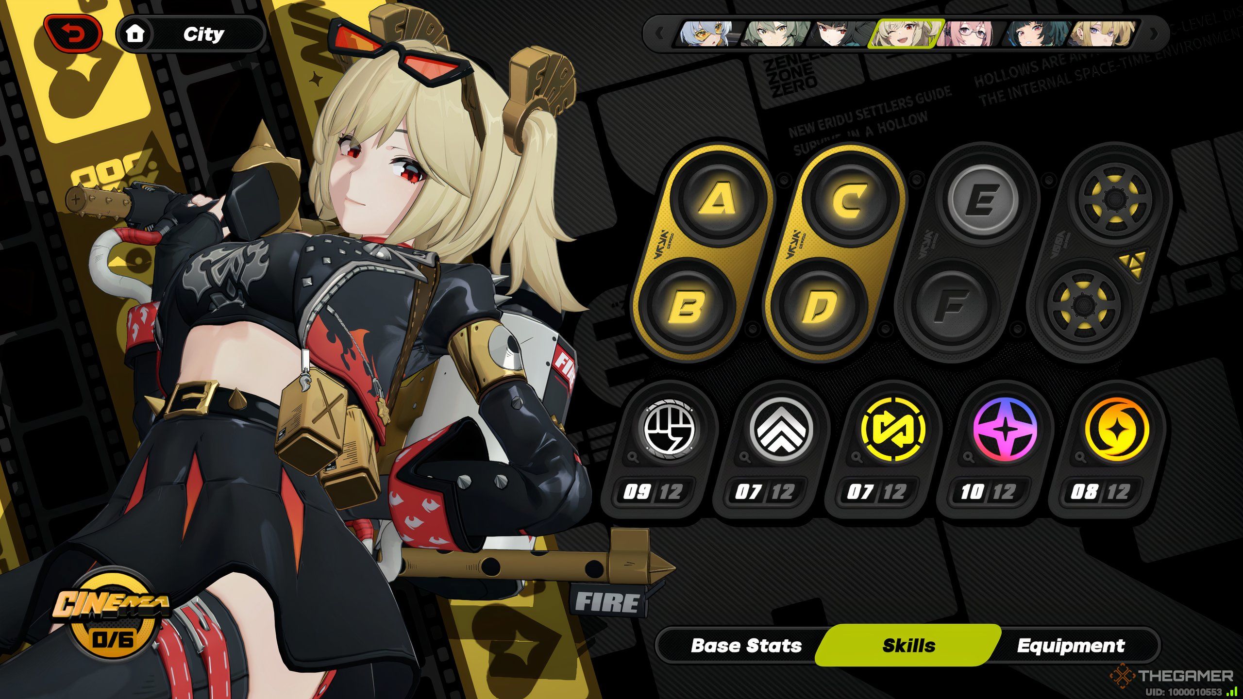 Burnice Skill Upgrade menu in Zenless Zone Zero.
