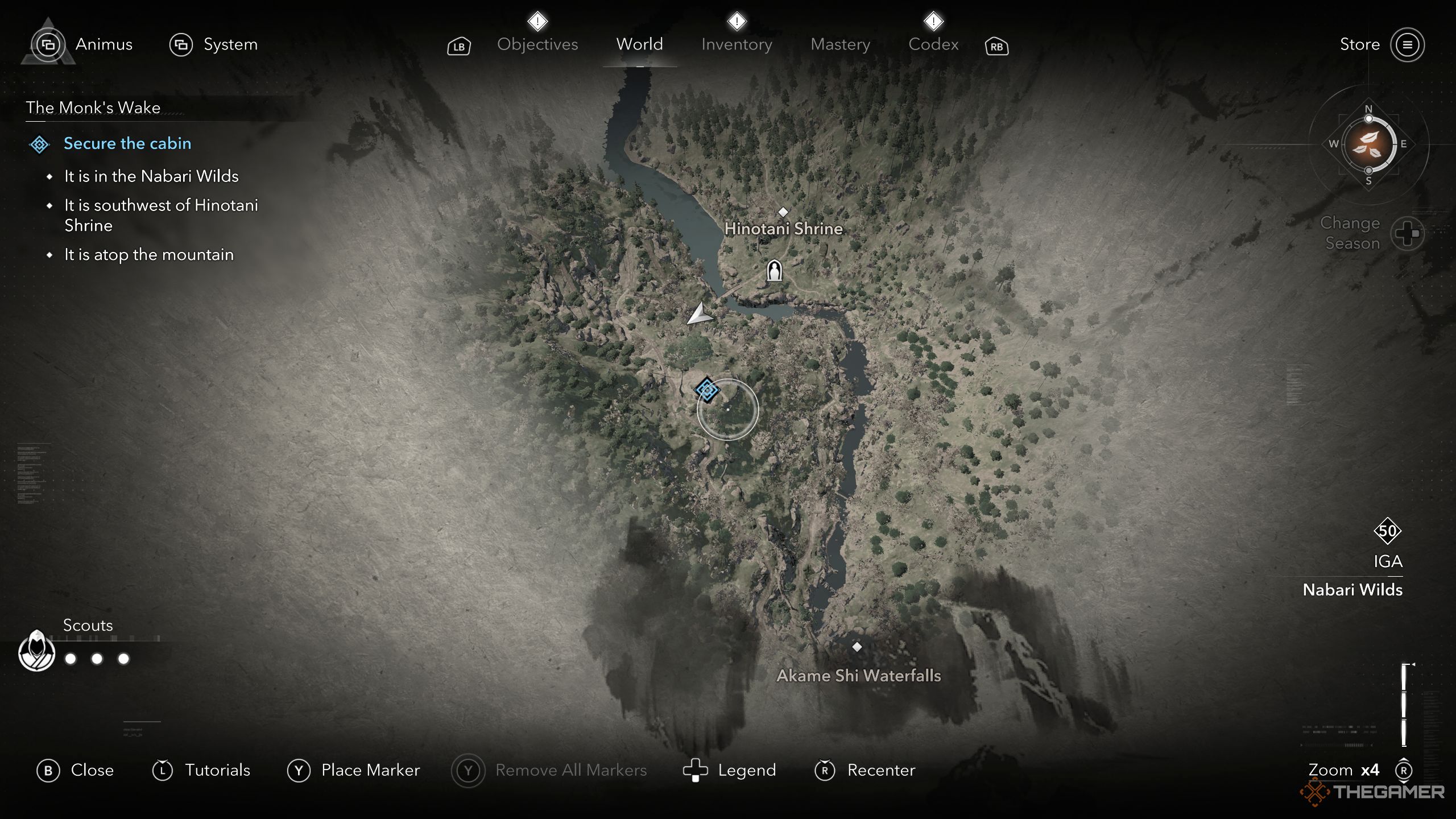 Matsu's cabin location on the map in AC Shadows.