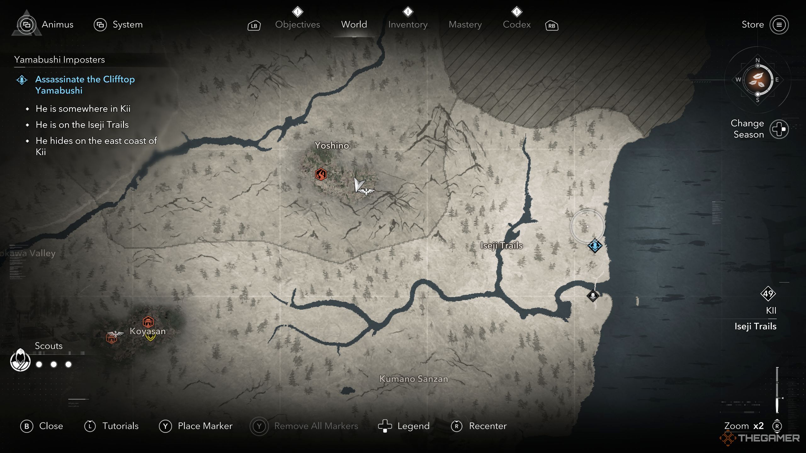 Clifftop Yamabushi location on the map in AC Shadows.