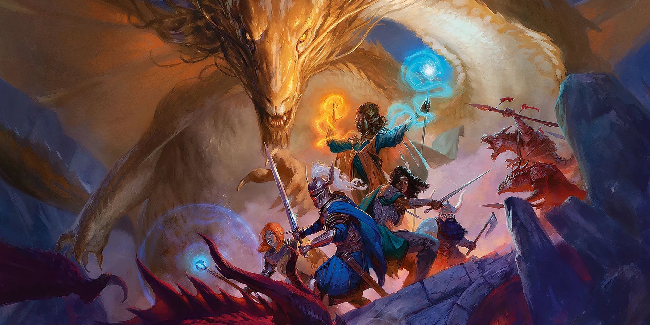 The cover art for the 2024 Player's Handbook, featuring an adventuring party fighting a dragon.