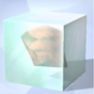 A chunk of Crytacoo sits in a glass case in Sims 4