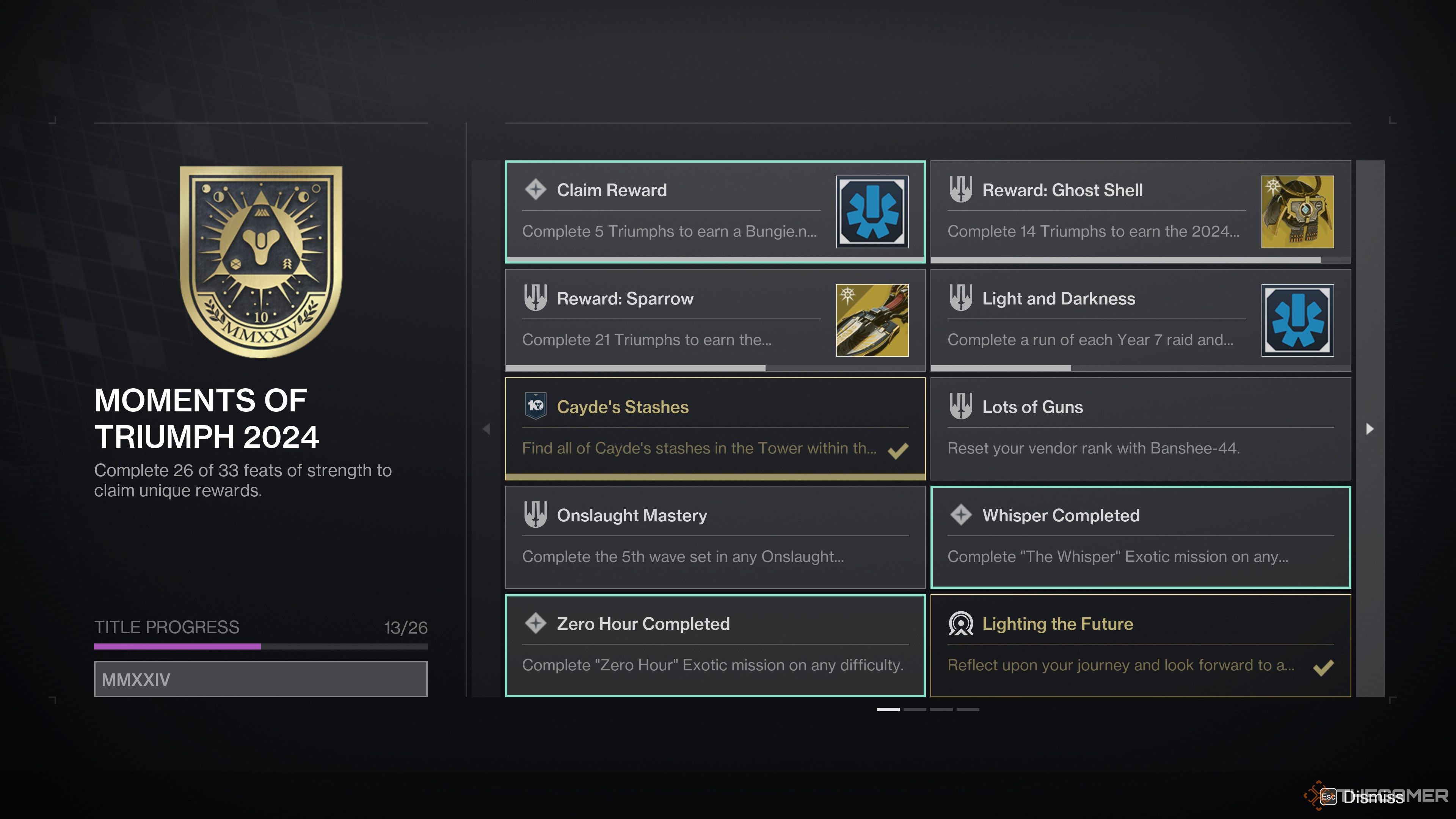 Destiny 2 MMXXIV Triumphs