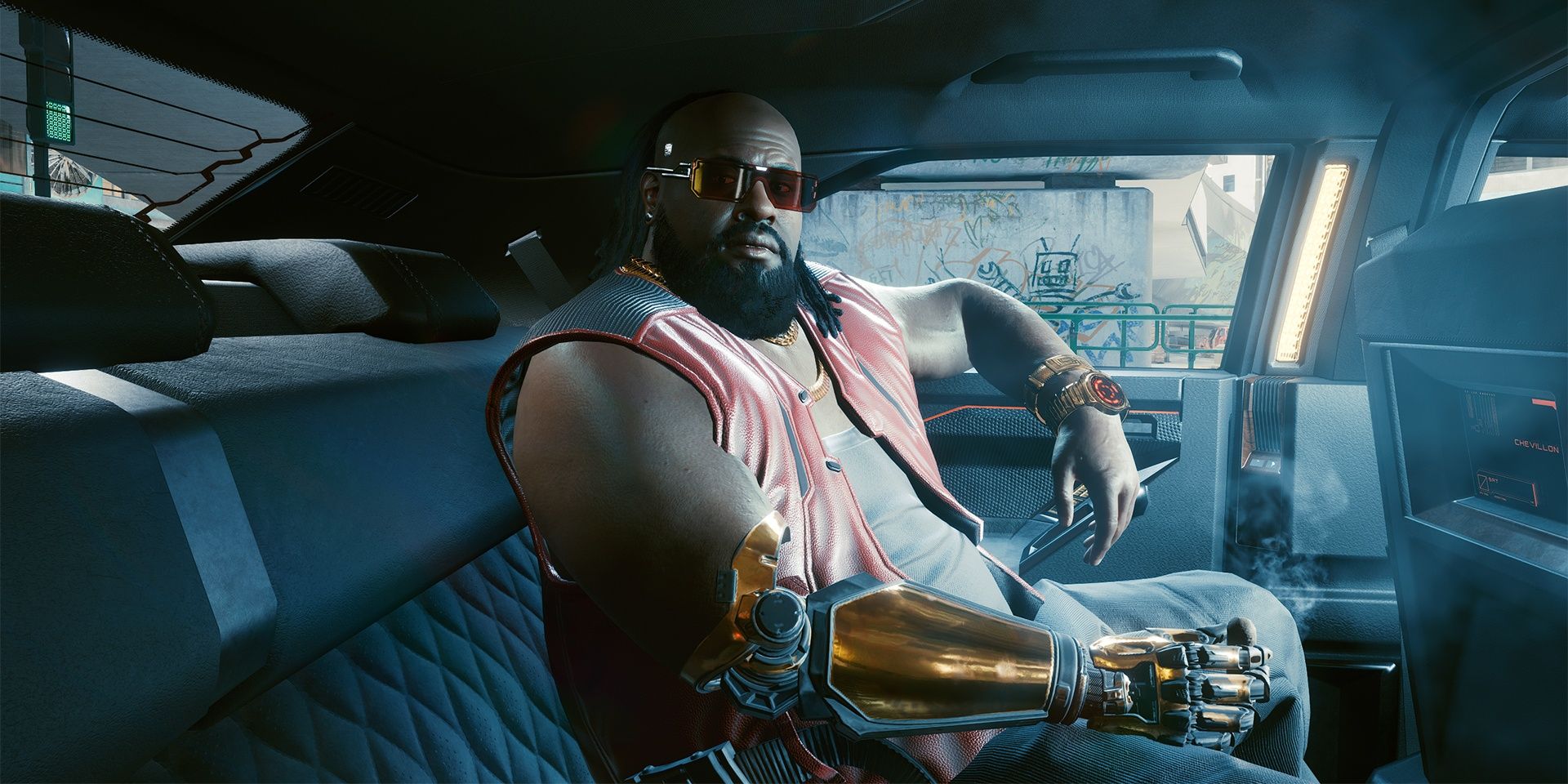 Dexter DeShawn sitting in the back seat of a car.