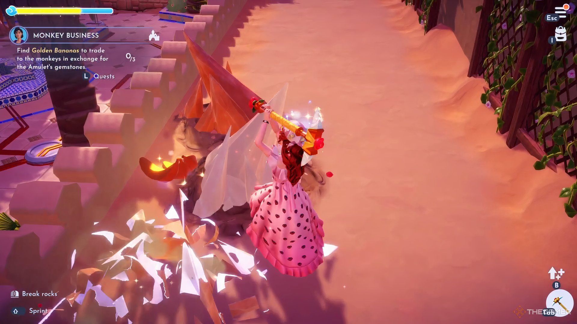 Disney Dreamlight Valley First golden banana location on the rooftops.