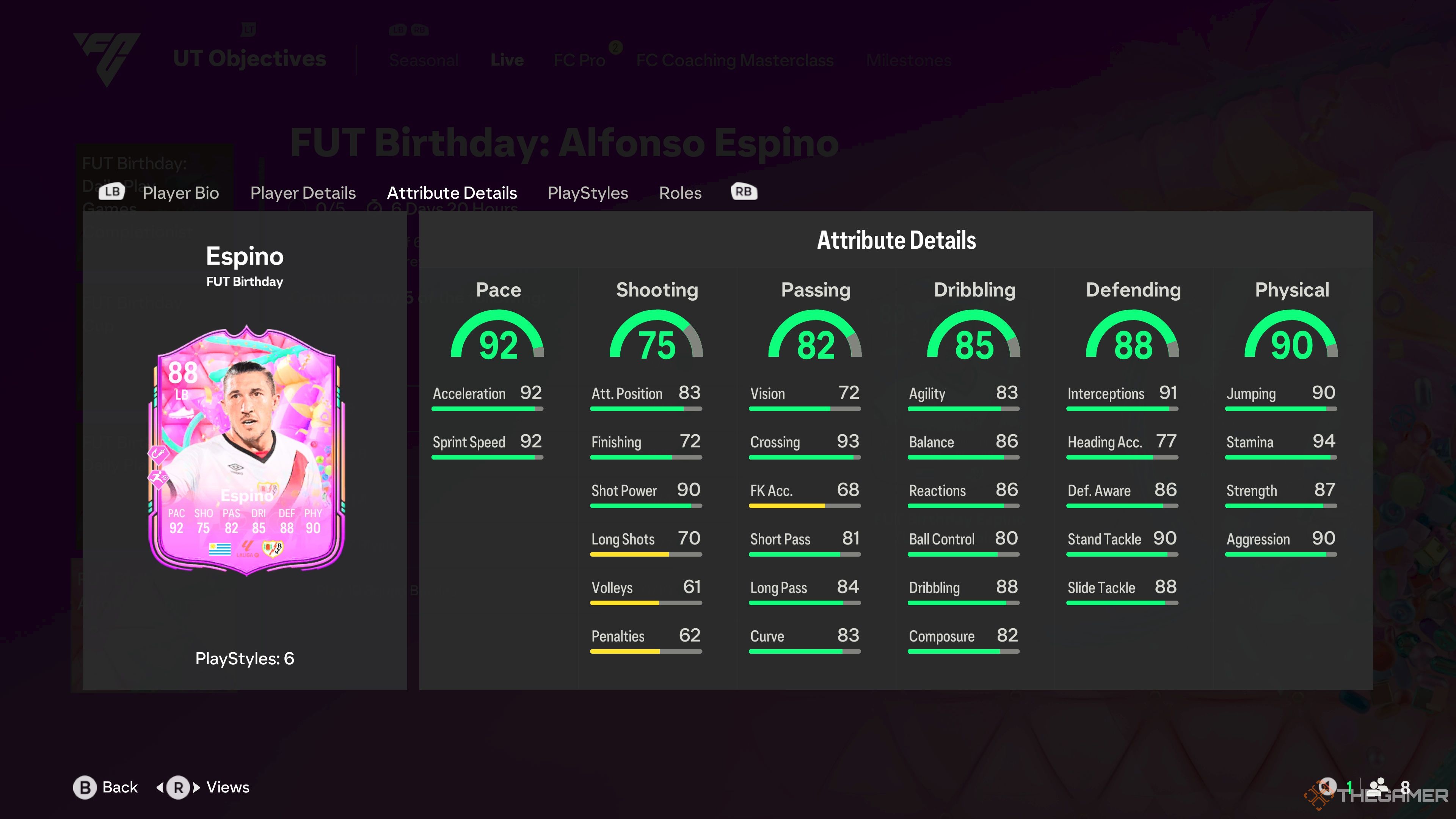 The FUT Birthday Alfonso Espino Objective Card in EA Sports FC 25.