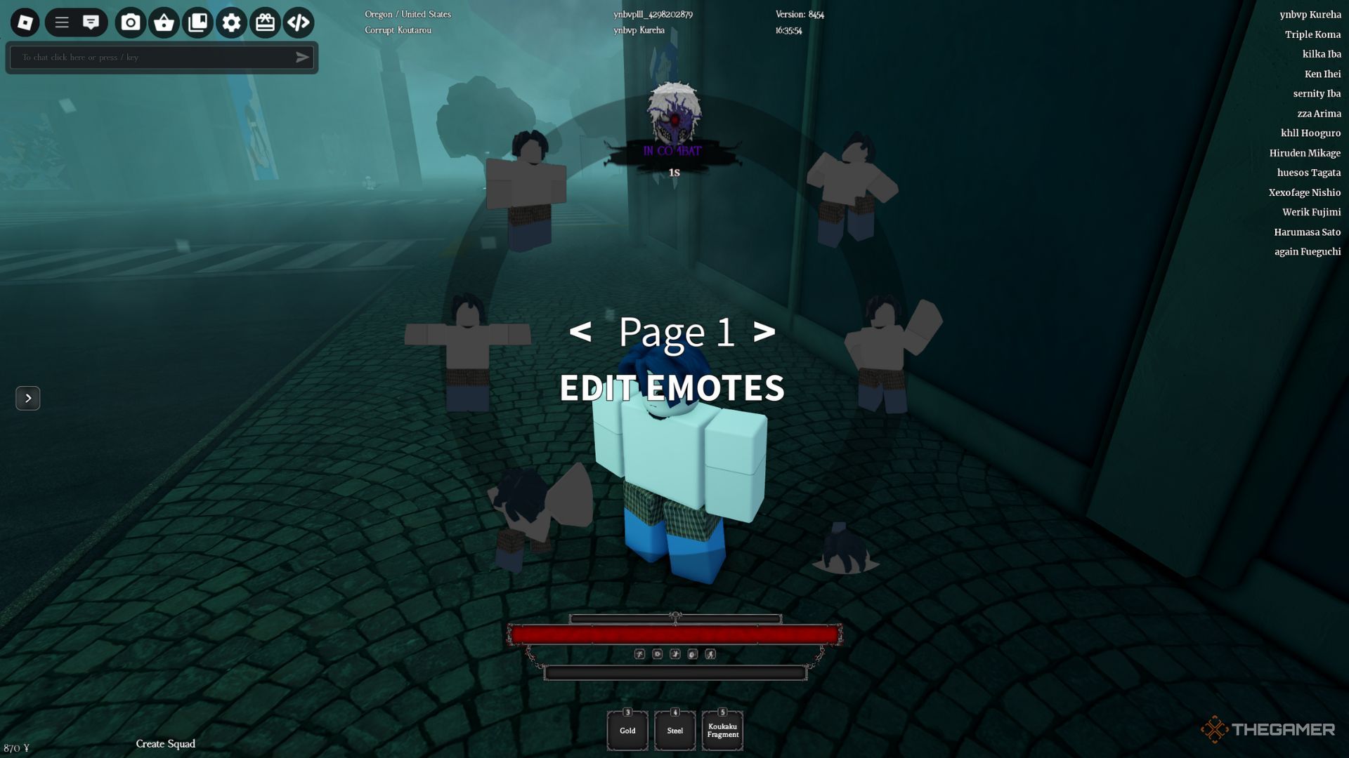 The player character is using an Emote Wheel on the street in Ghoul Re.