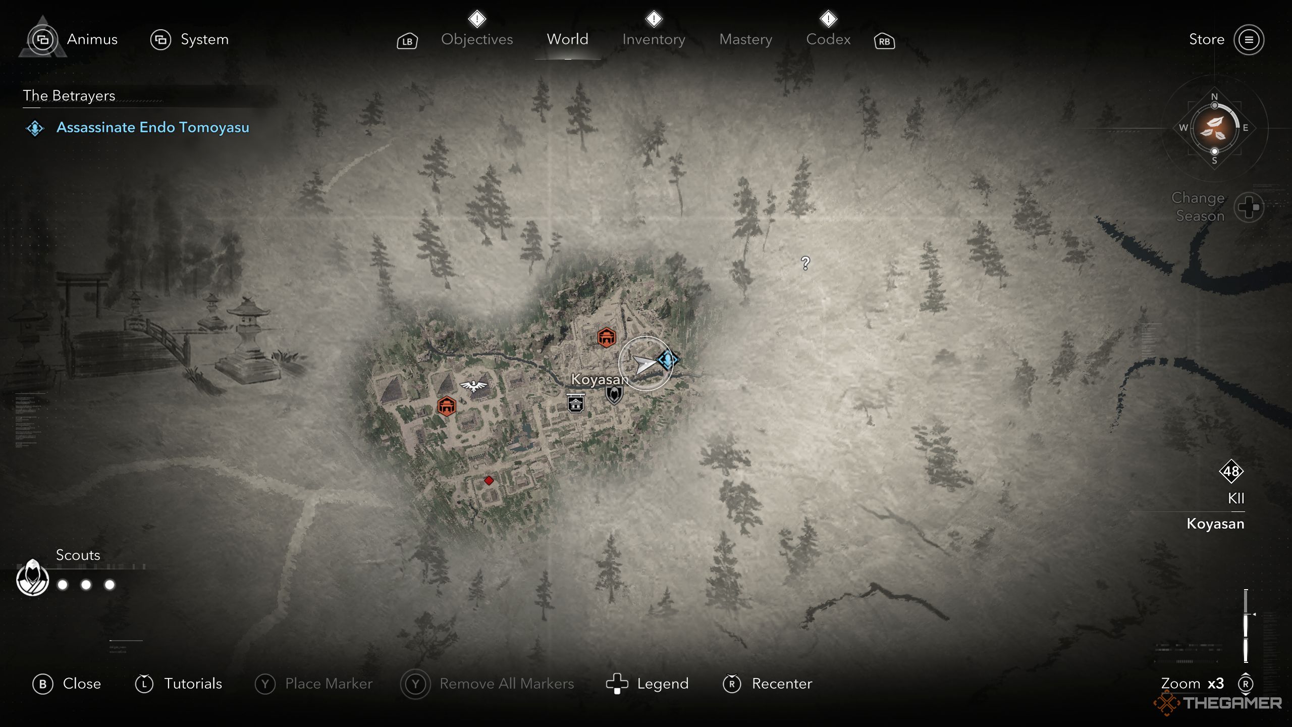 Endo Tomoyasu location on the map in AC Shadows.
