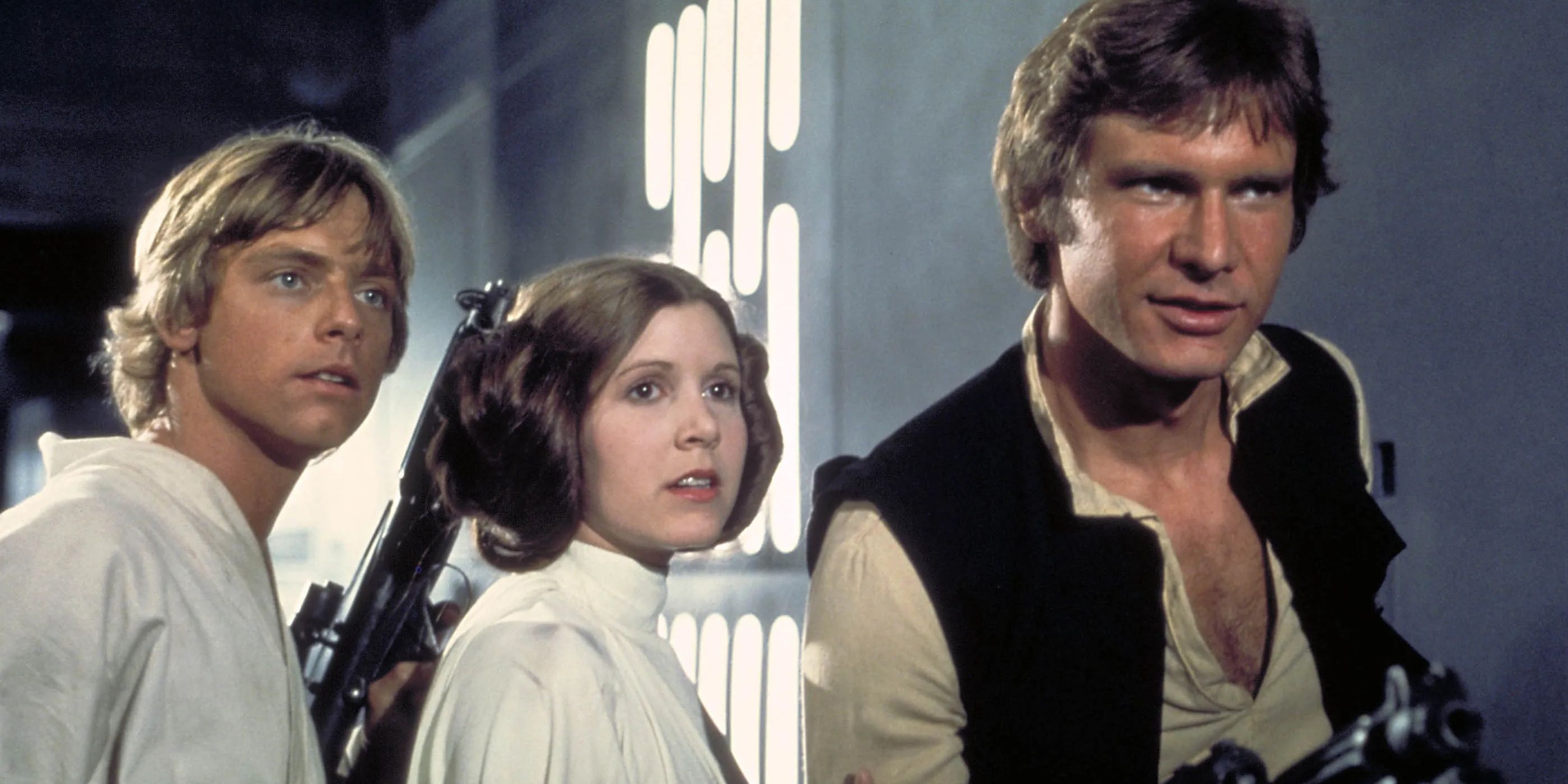 Luke, Han, Leia in Star Wars A New Hope.