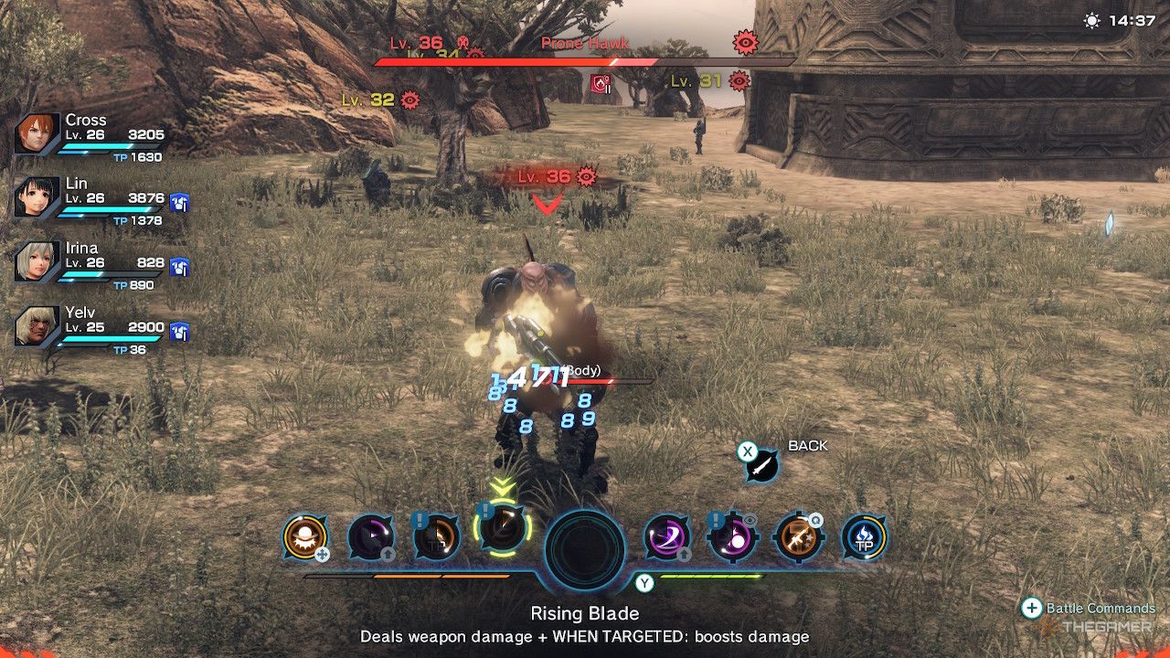 Fighting a Prone Hawk in Oblivia in Xenoblade