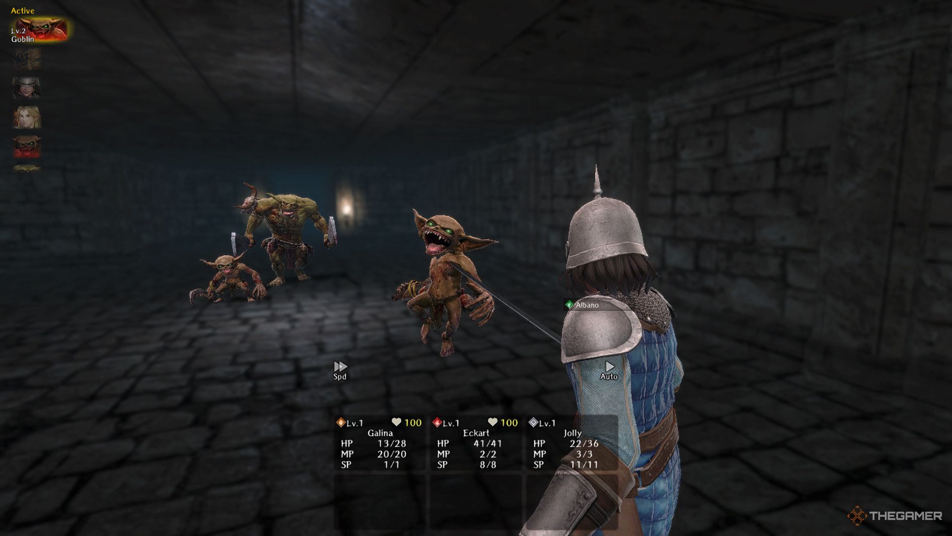 Attacking goblins during a battle in Wizardry Variants Daphne.