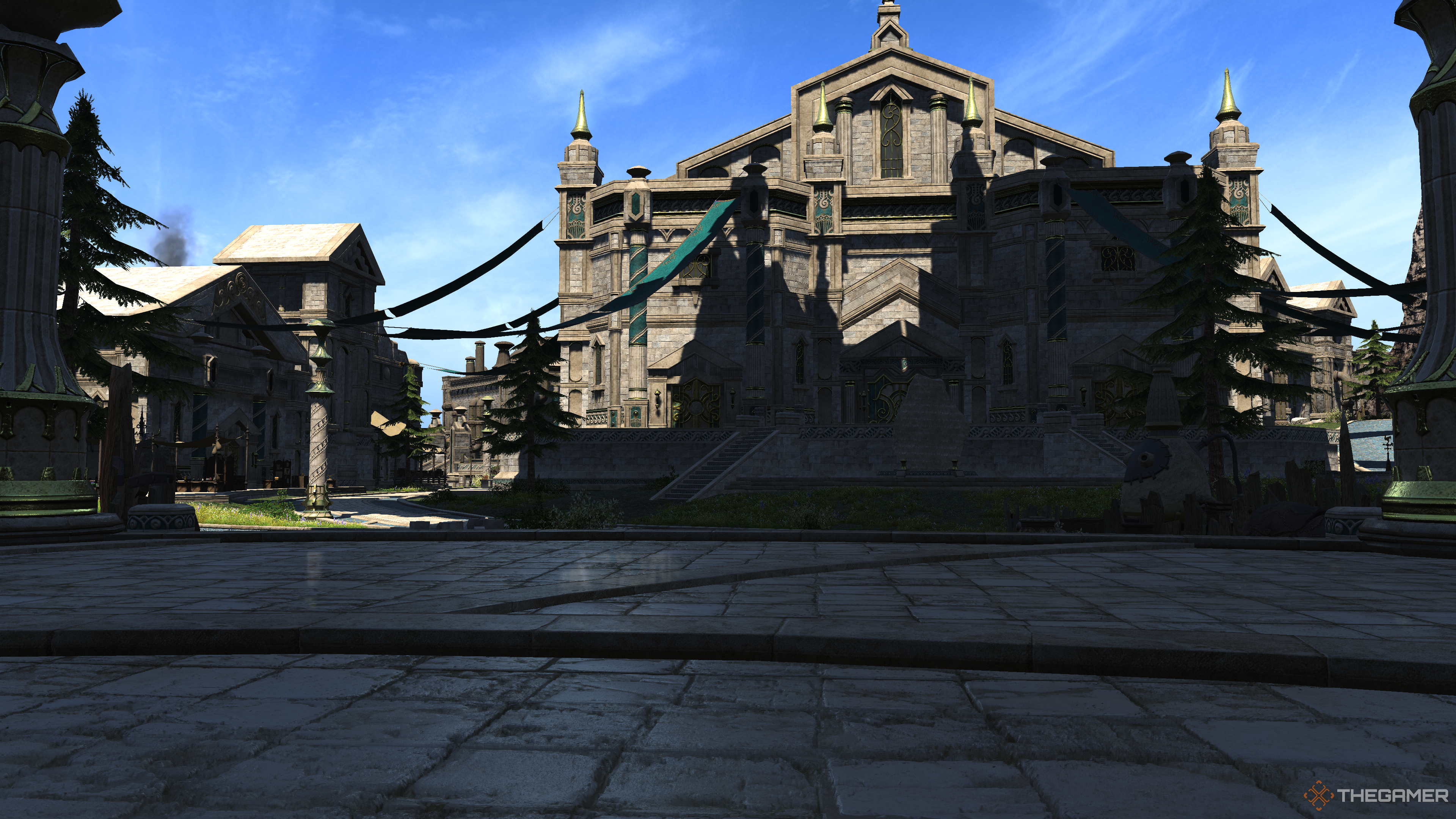 A look at the town square in Idyllshire in Final Fantasy 14.