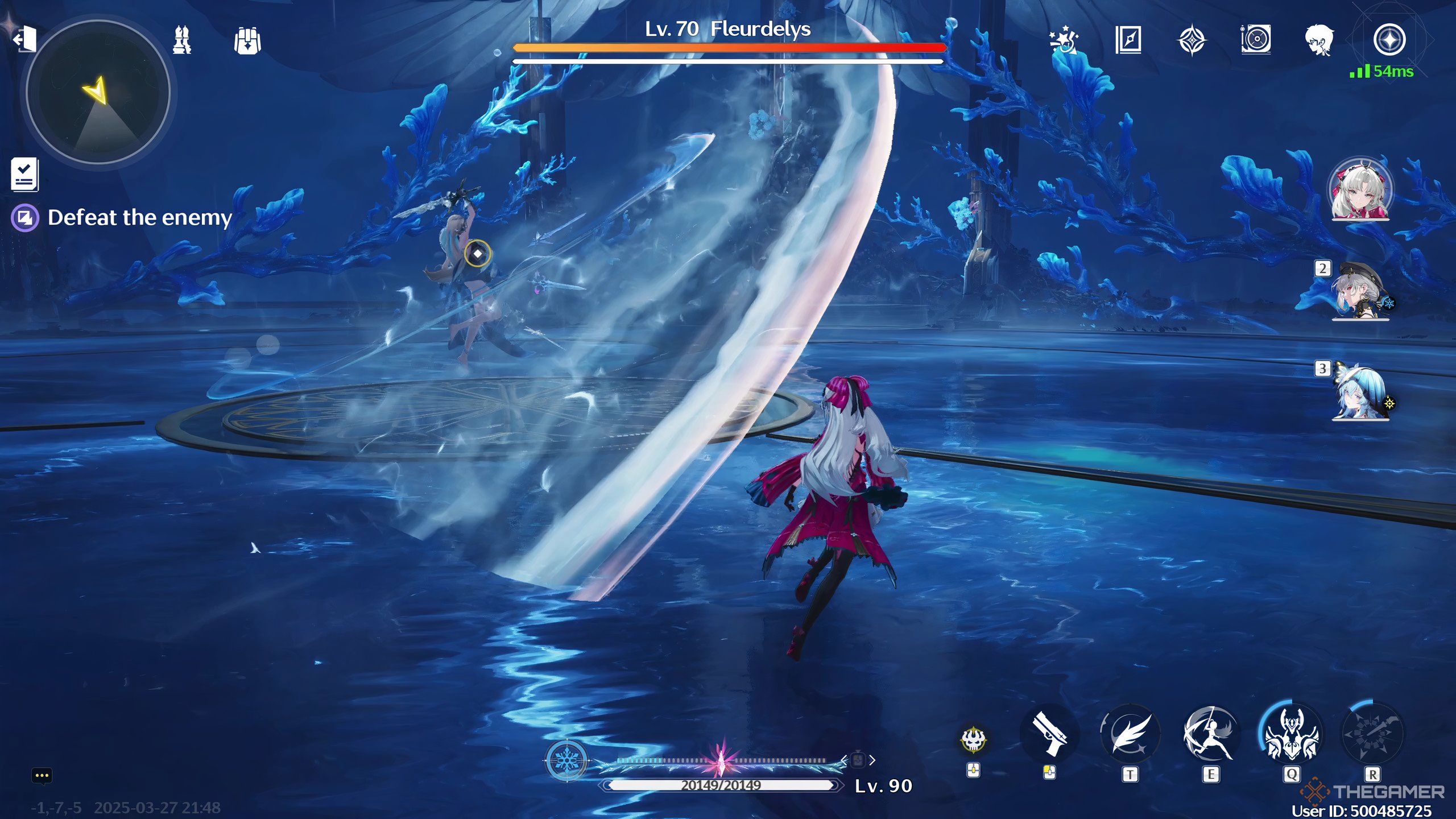 Fleurdleys using her a blade beam attack in her first phase in Wuthering Waves.