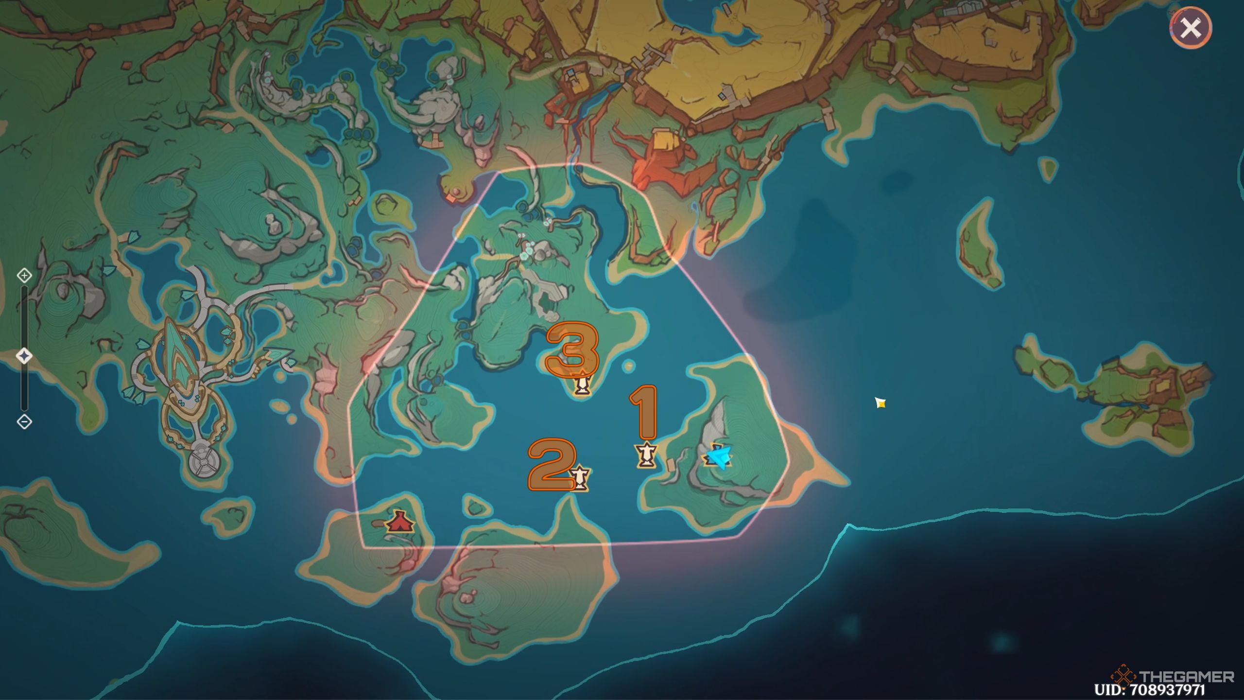 Genshin Impact Bloomflower Trials Attack from the Waterway stage map.