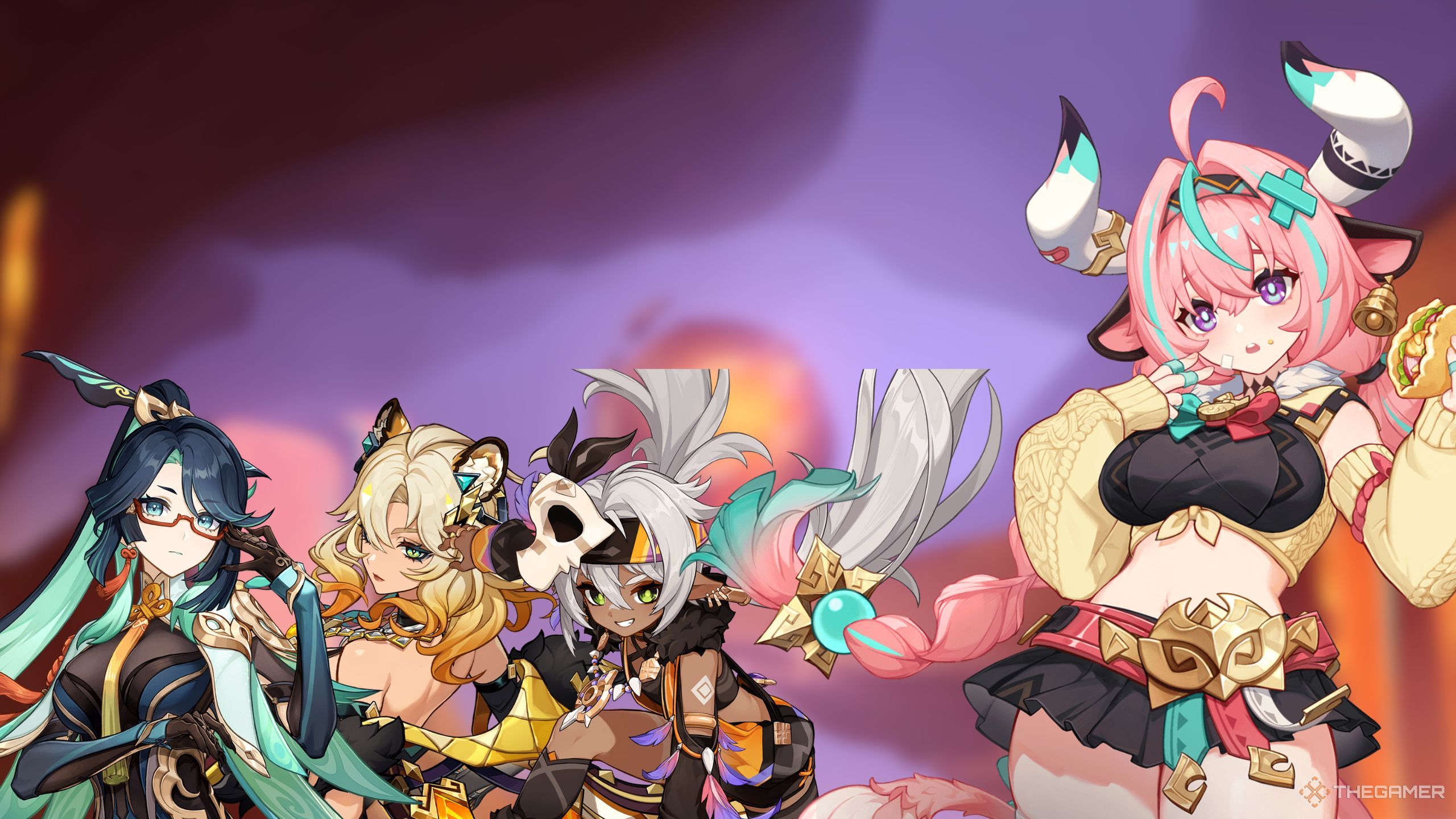 Genshin Impact Varesa, Xianyun, Xilonen, and Iansan in team.