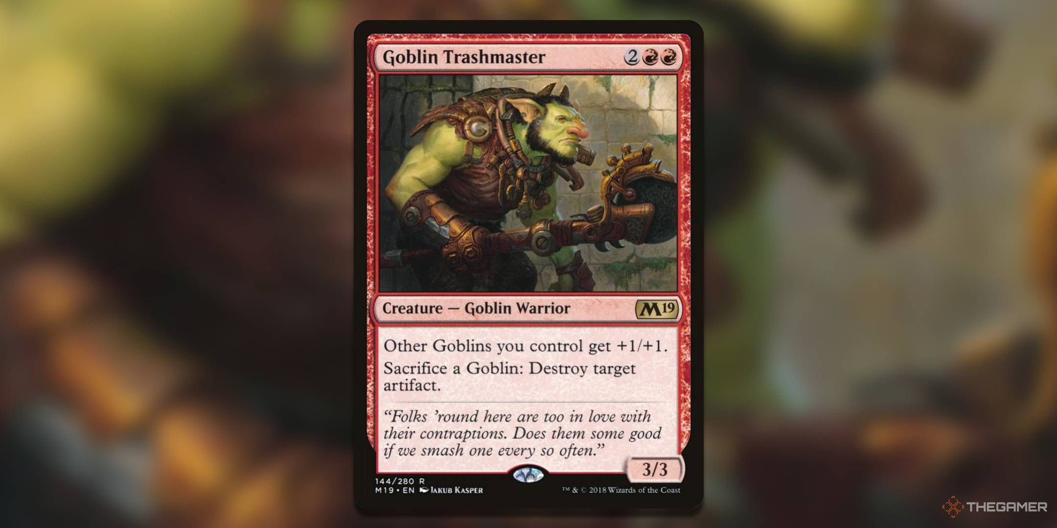 The Goblin Trashmaster card, from Core Set 2019.