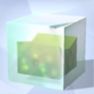 A chunk of Goobleck sits in a glass case.