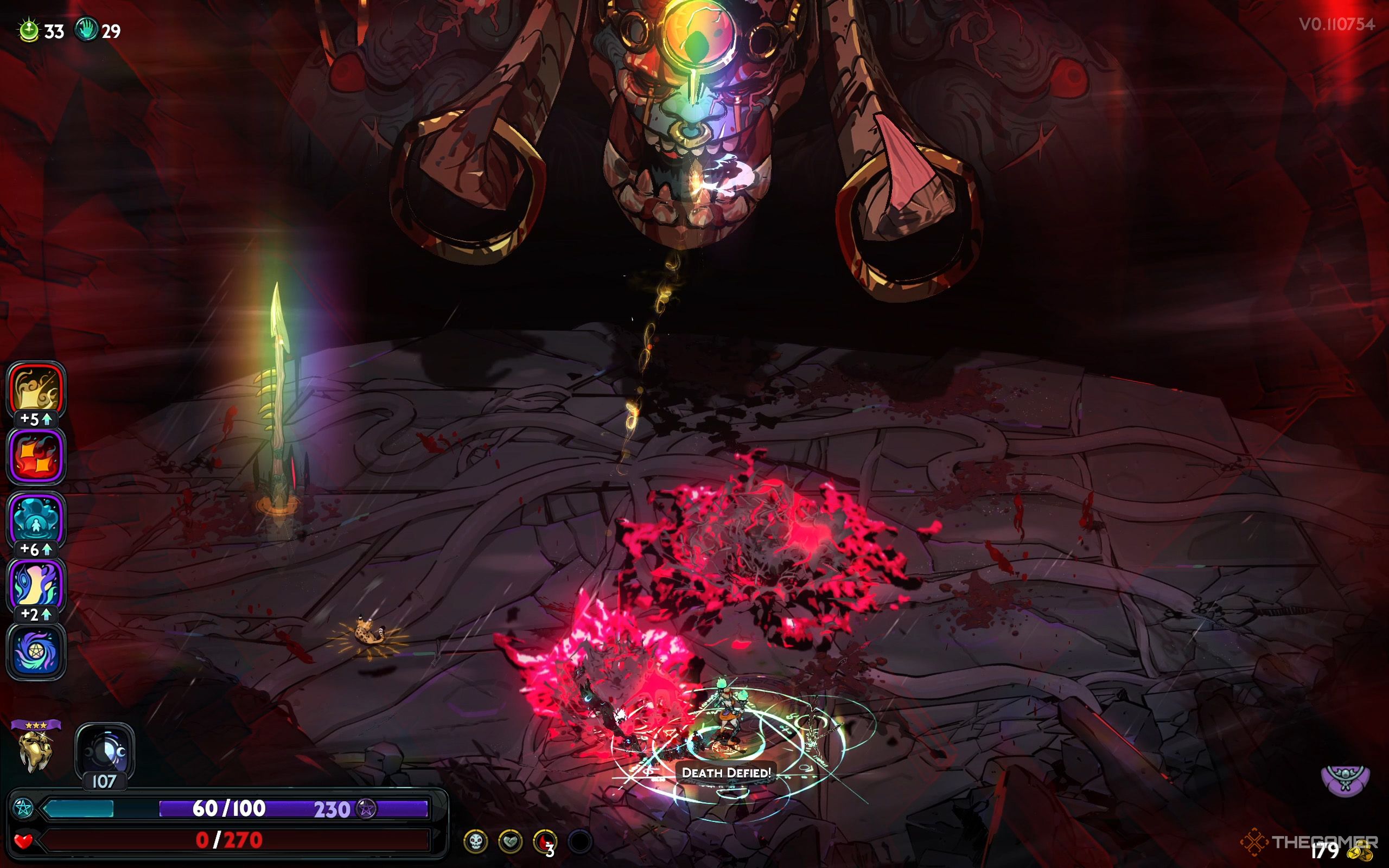 Melinoe is battling against Typhon, she loses a life.