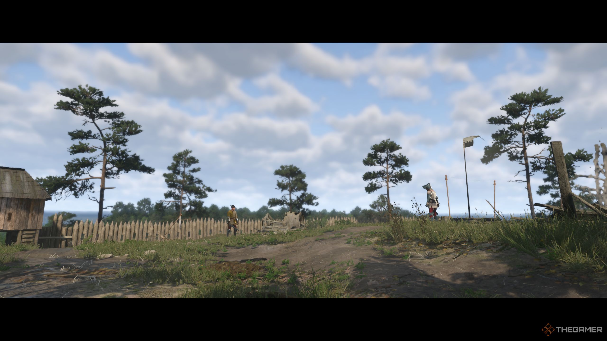 Henry And Erik standing in front of each other, armed.