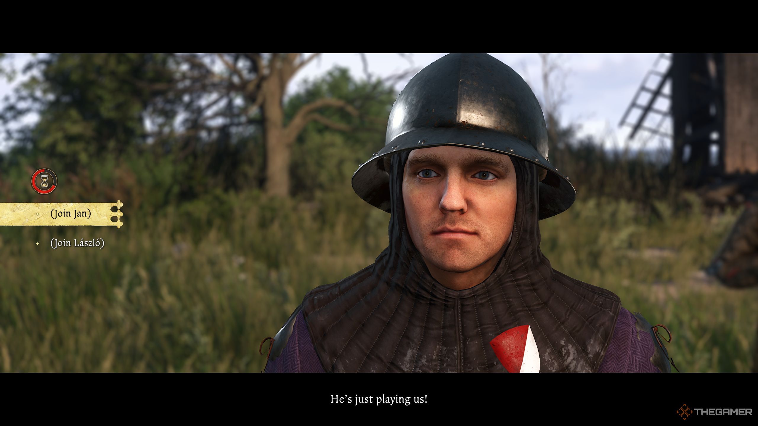 In-game prompt to choose a side during the Random Quest in Kingdom Come: Deliverance 2.