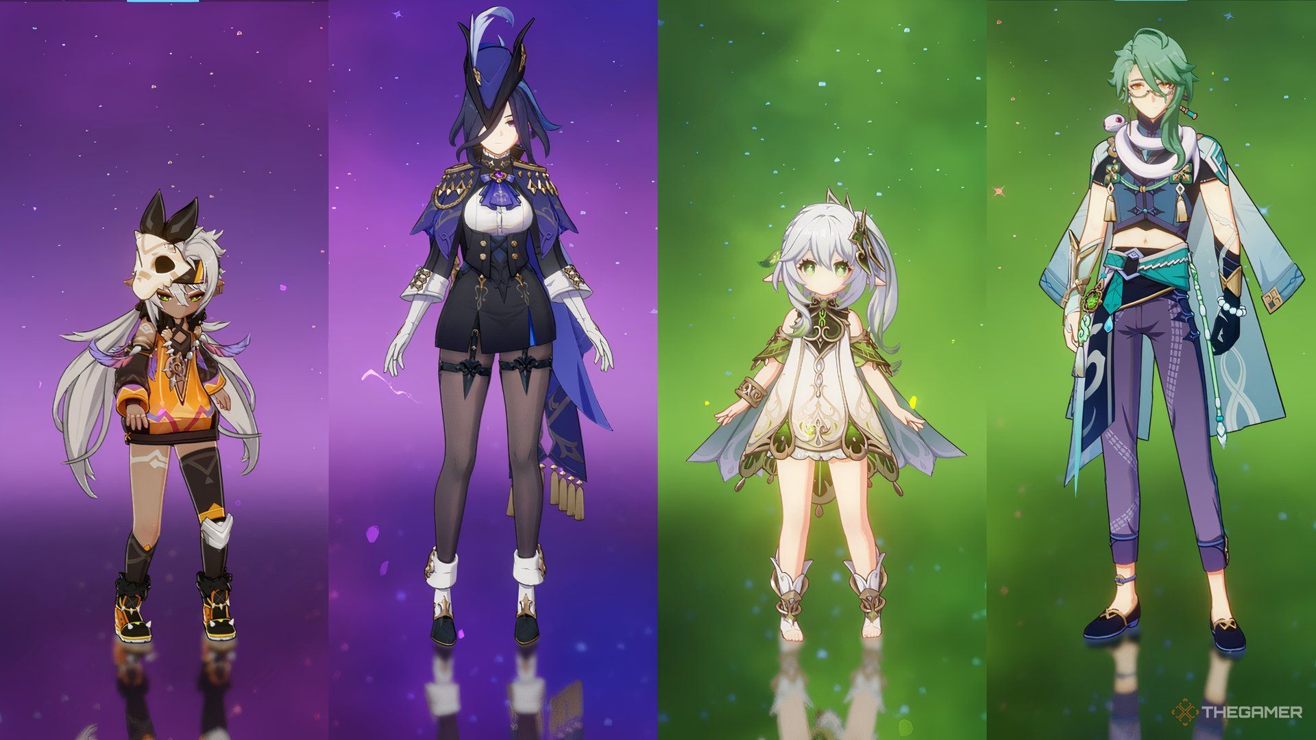 Iansan, Clorinde, Nahida, and Baizhu in Genshin Impact.