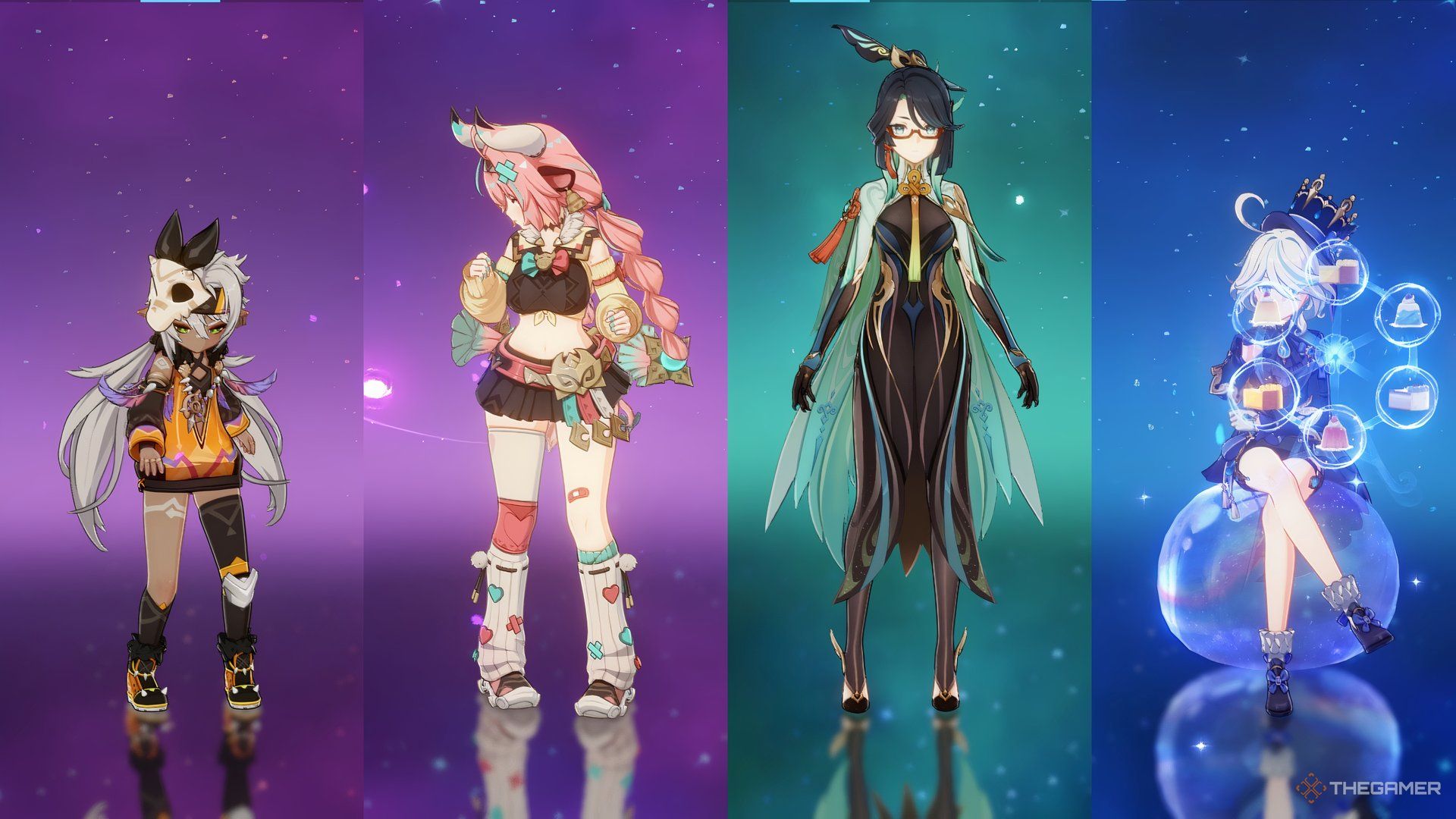 Iansan, Varesa, Xianyun, and Furina in Genshin Impact.