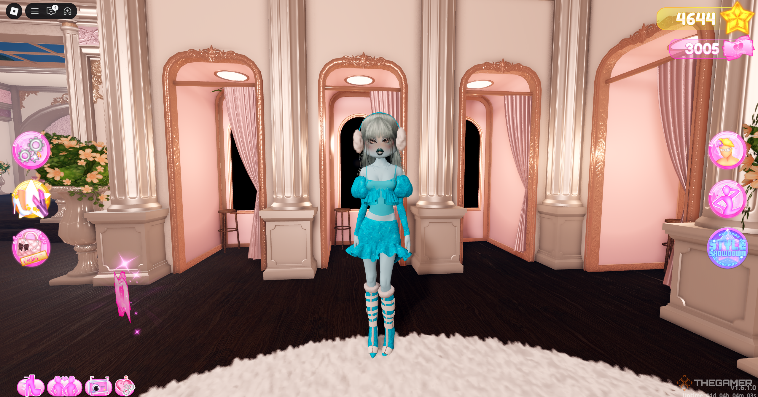 A photo of an avatar dressed in blue clothing in DTI.