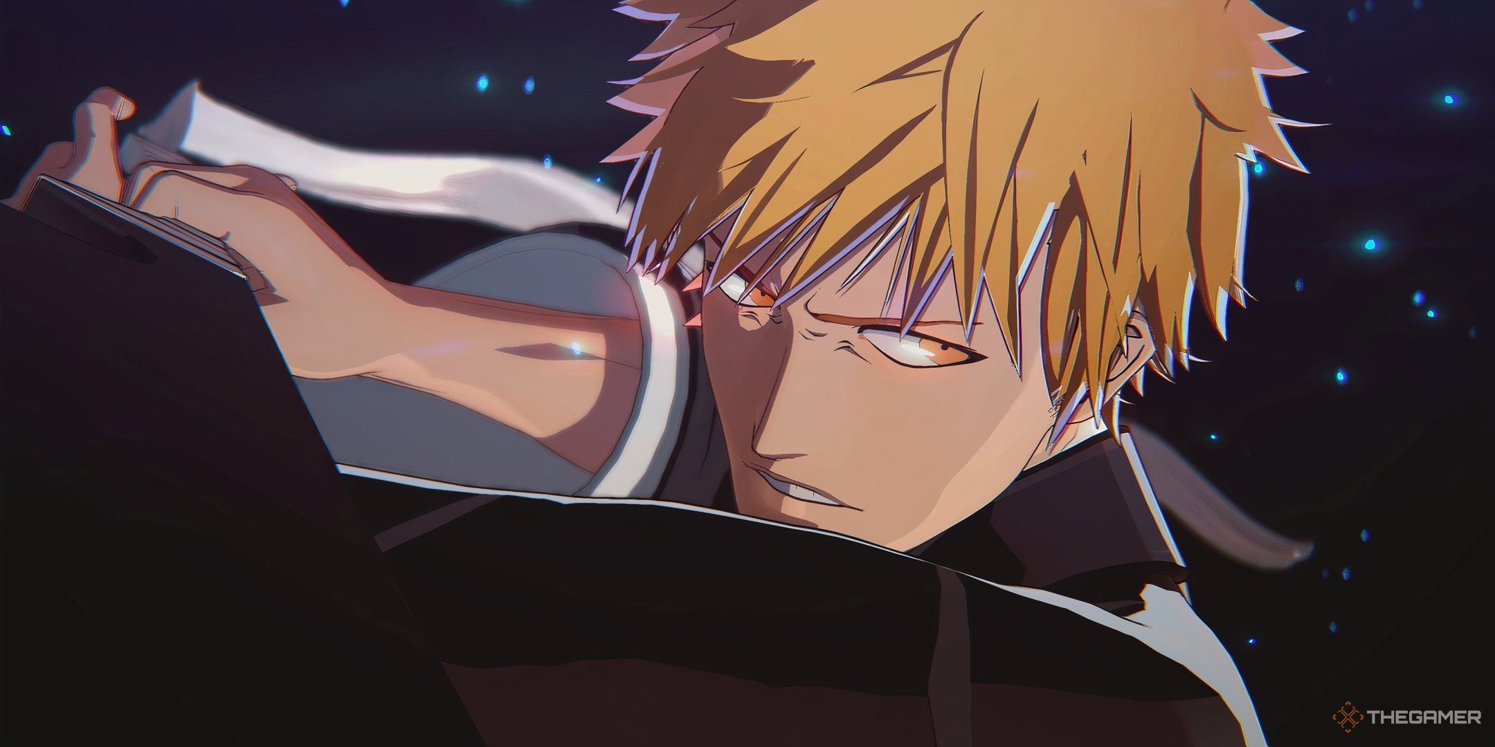 Ichigo getting ready to swing his sword in Bleach Rebirth of Souls.
