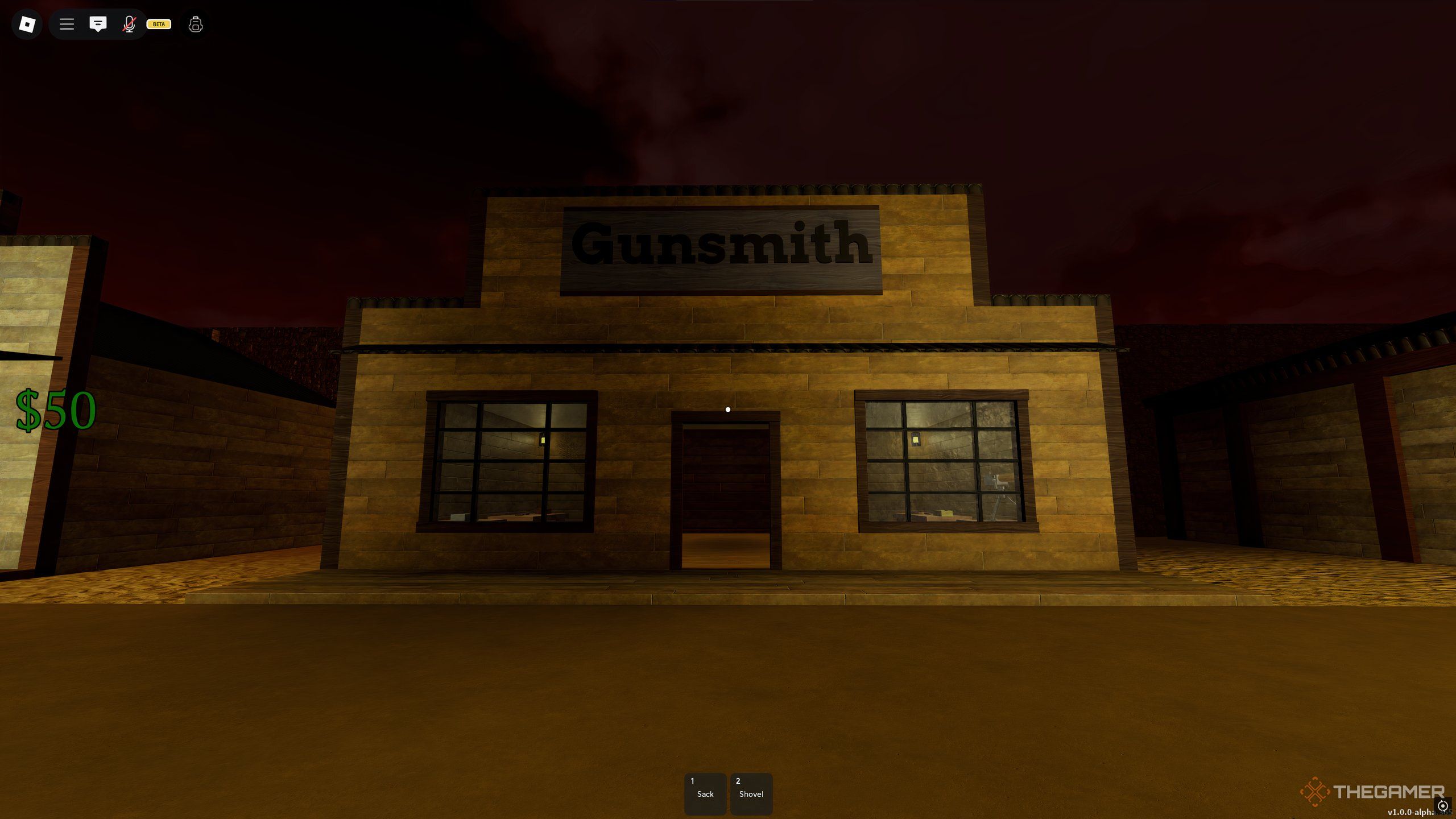 The Gunsmith, where you can purchase firearms to defend yourself in Dead Rails on Roblox.