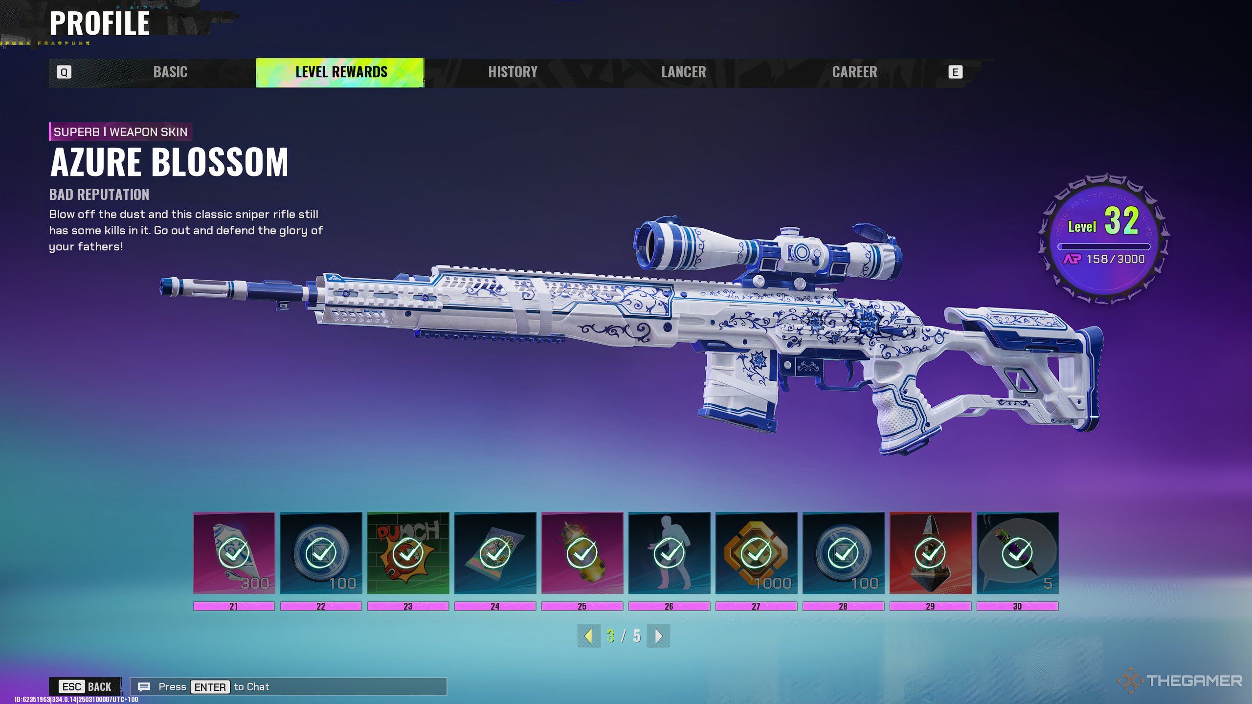 The Level Rewards menu in FragPunk.