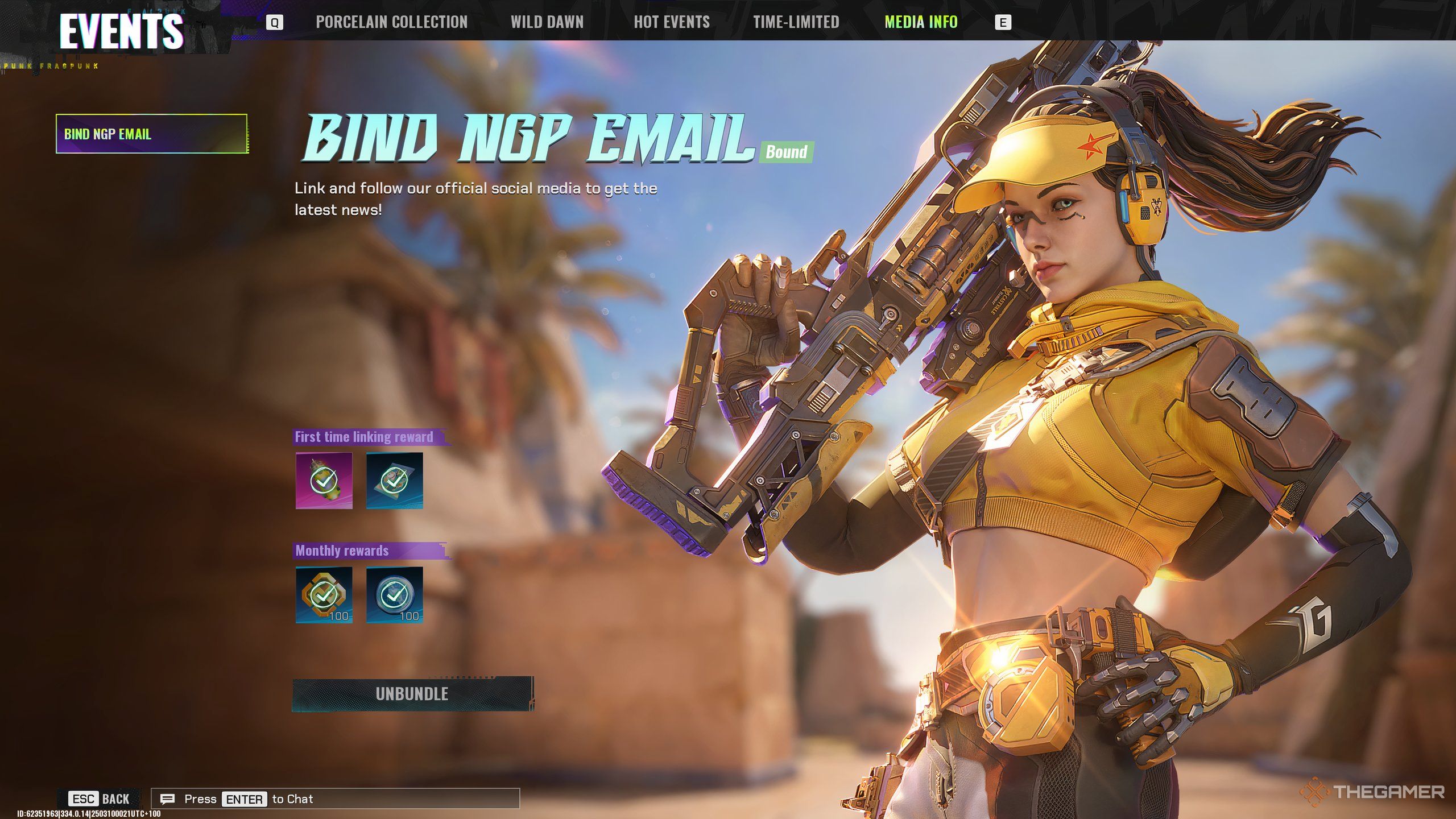The Bind NGP Email event in FragPunk.