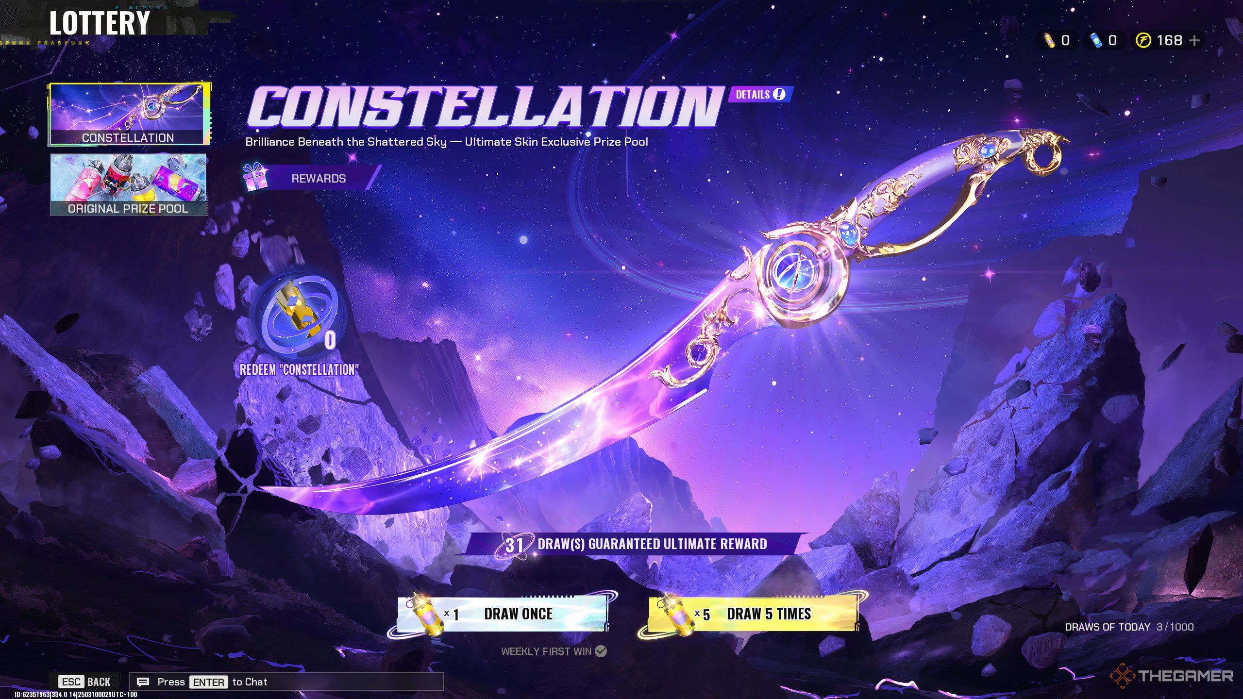The Constellation Lottery menu in FragPunk.