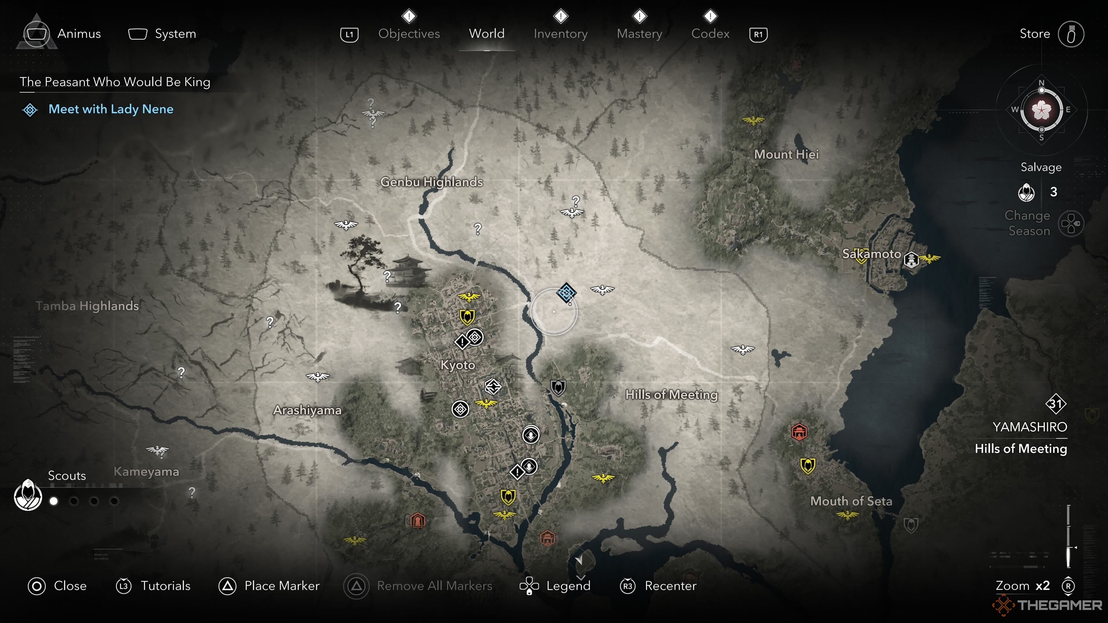 The location of the Peasant Who Would Be King mission in Assassin's Creed Shadows.