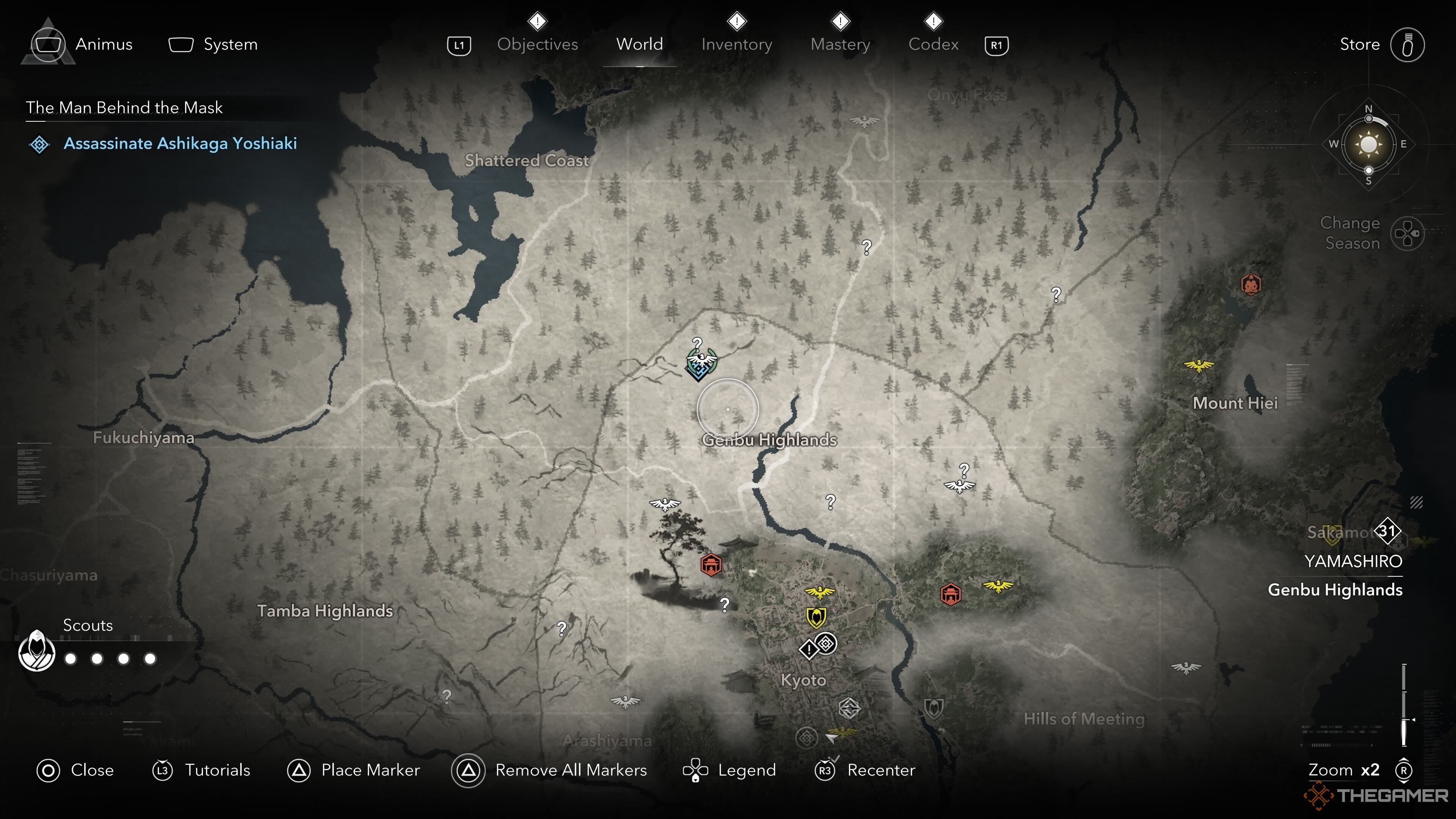 The location of The Man Behind The Mask mission in Assassin's Creed Shadows.