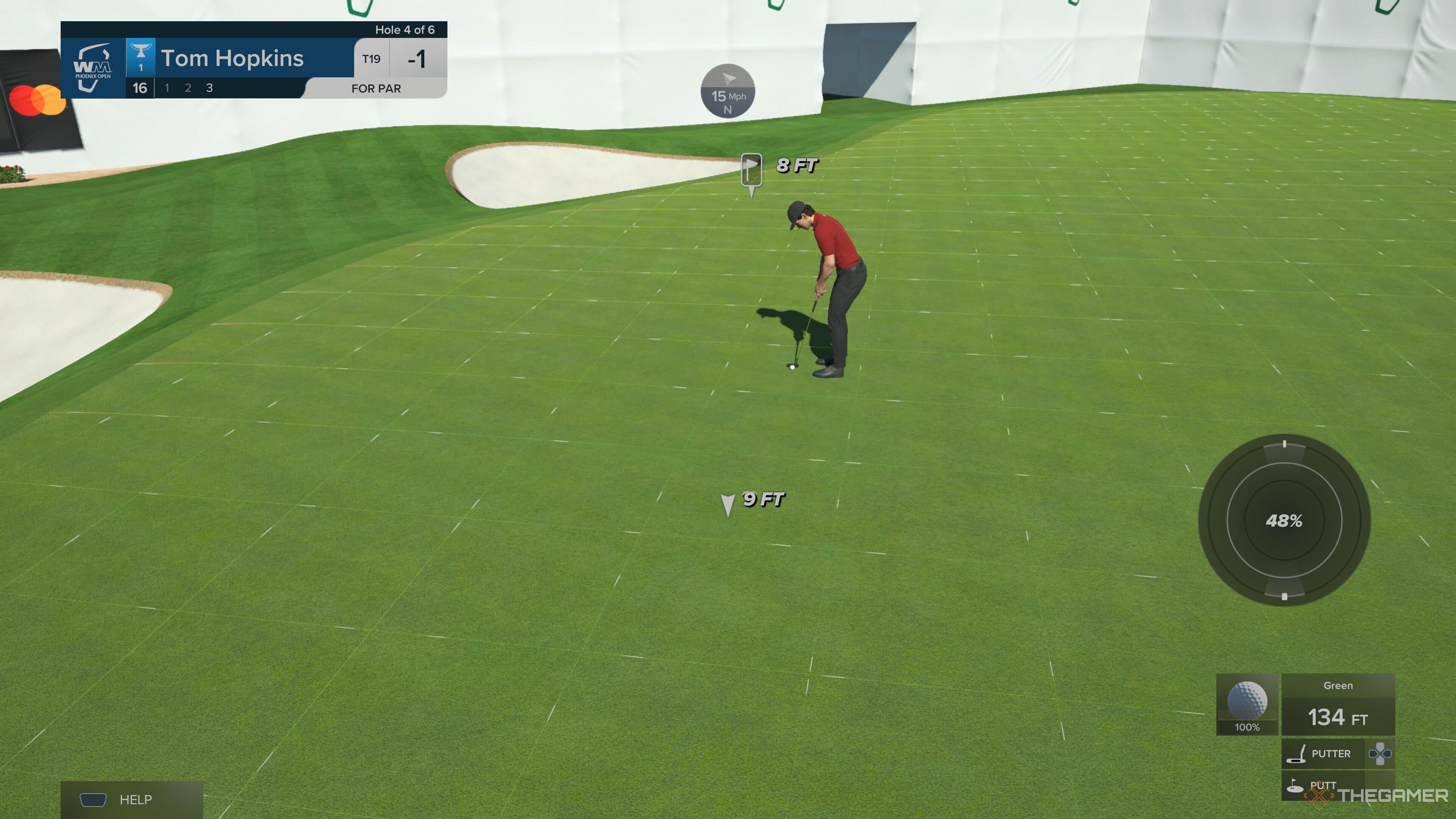 A green showing the undulations in PGA Tour 2K25.