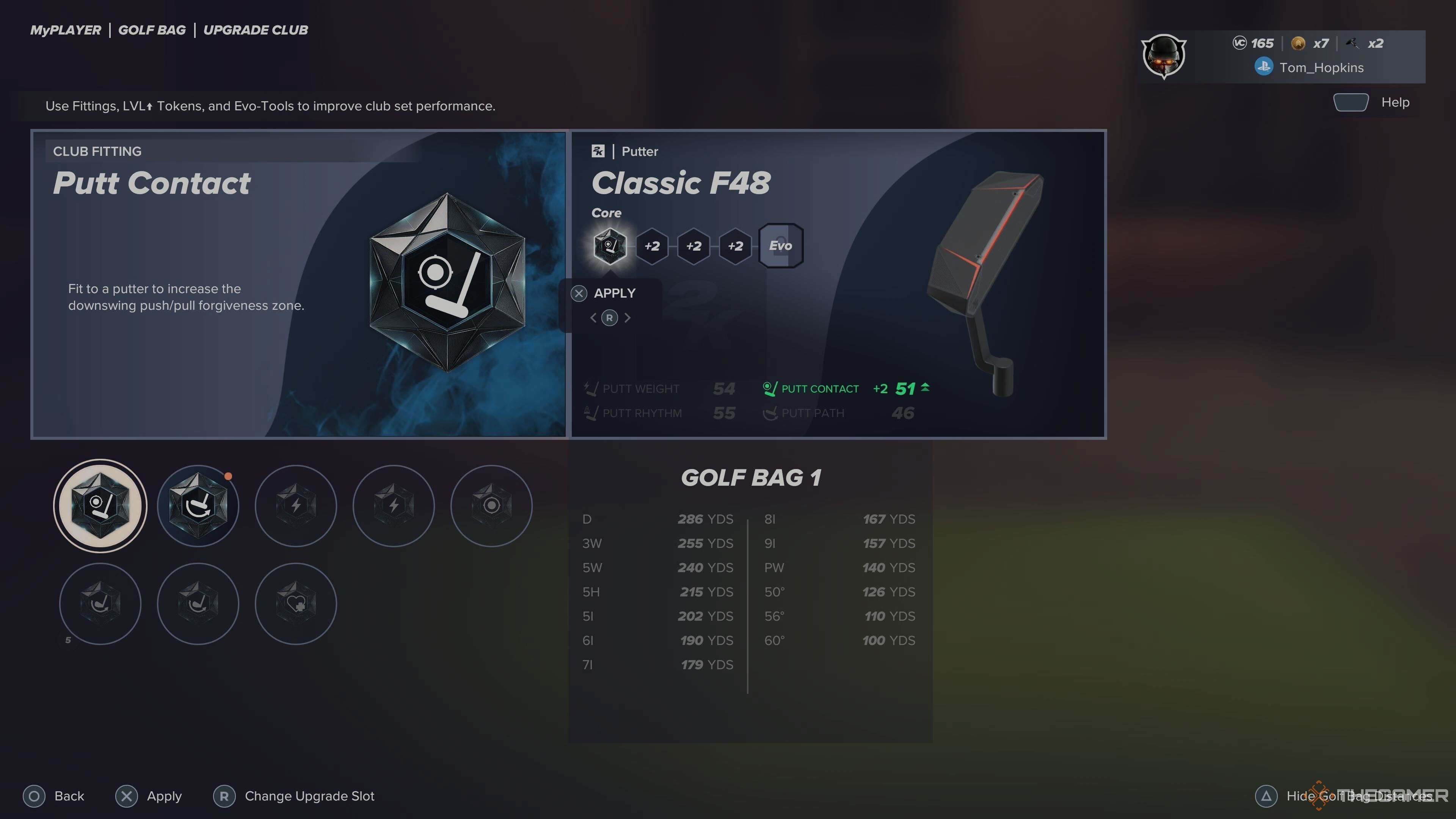 The putter upgrade menu in PGA Tour 2K25.