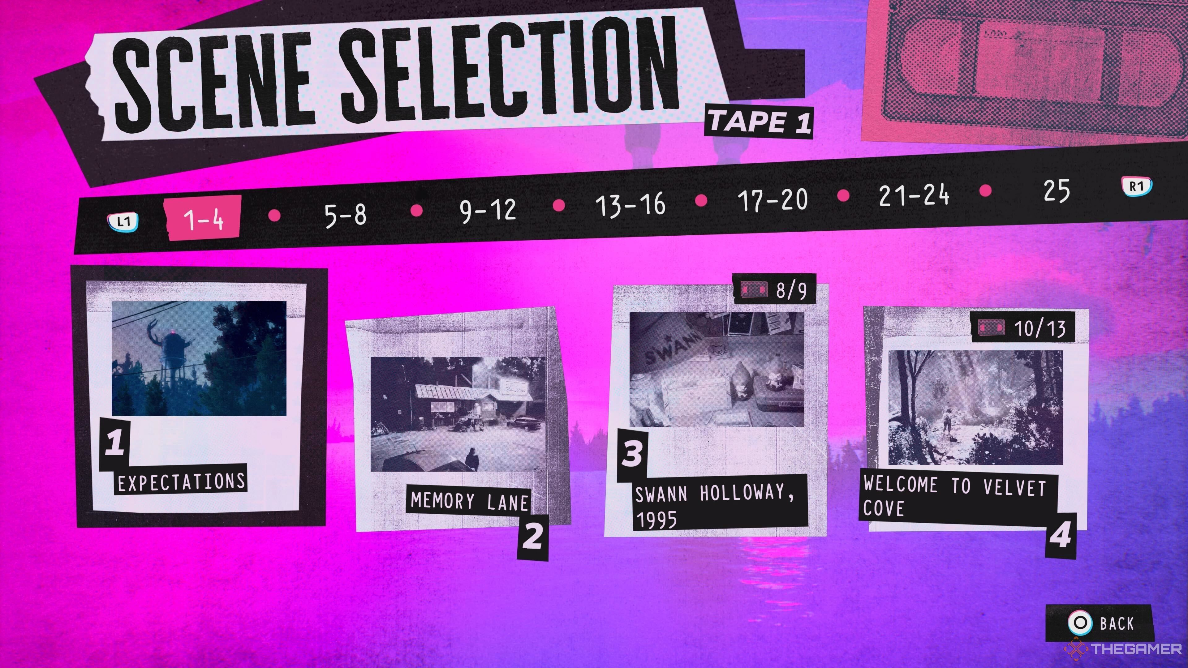 The scene selection screen in Lost Records: Bloom & Rage.