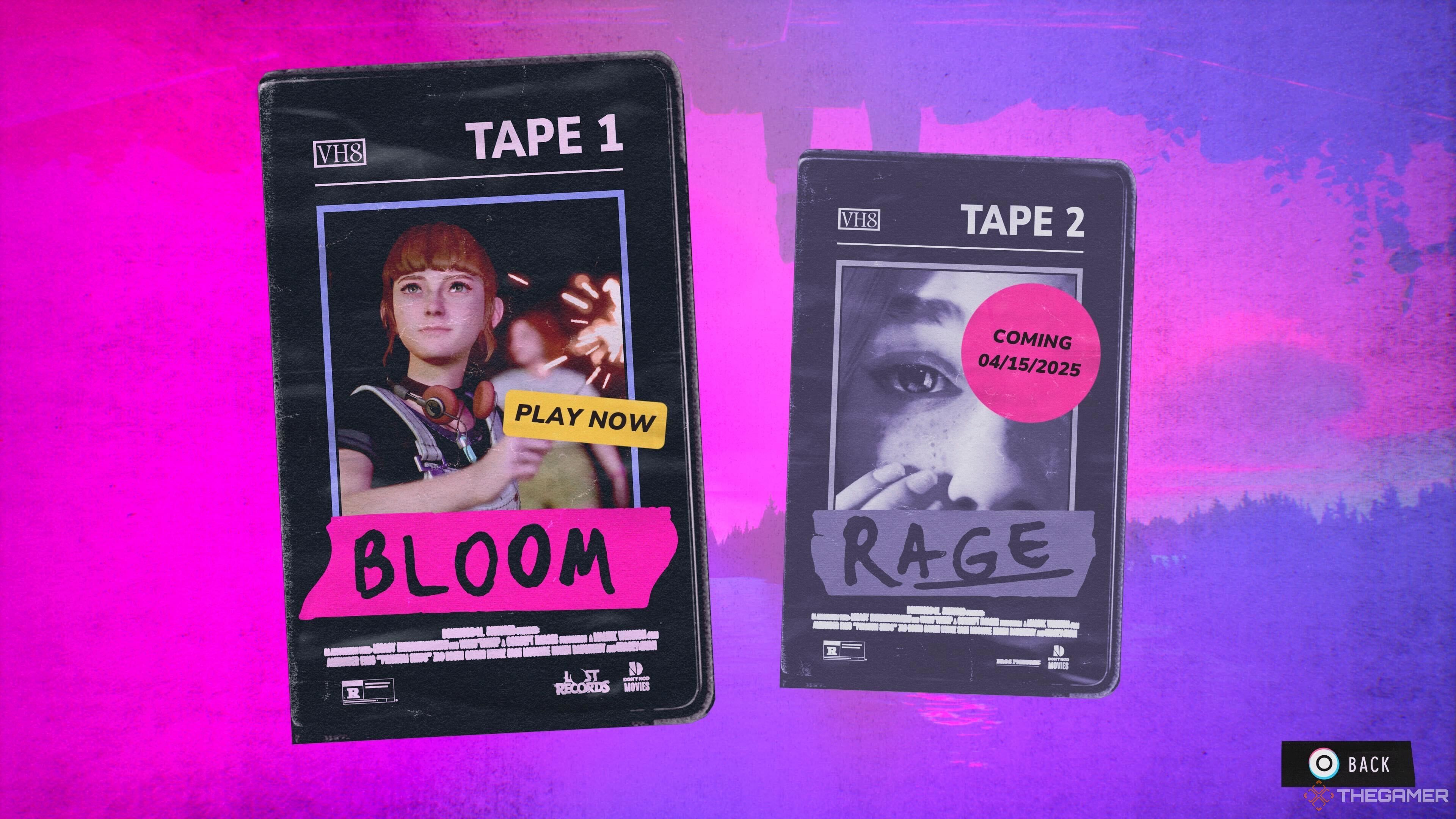 The tape selection screen in Lost Records: Bloom & Rage.