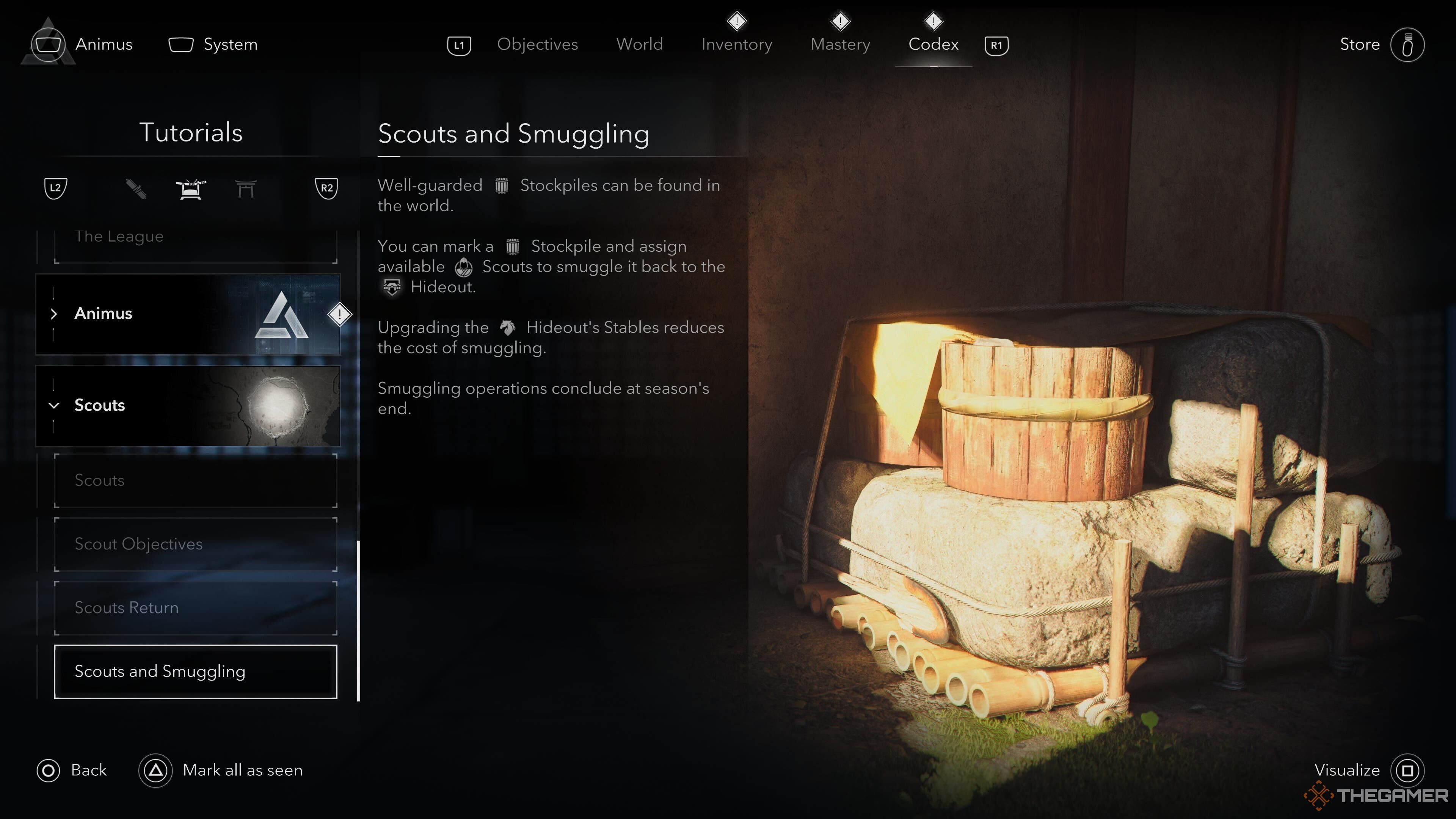 The resource smuggling info screen in Assassin's Creed Shadows.
