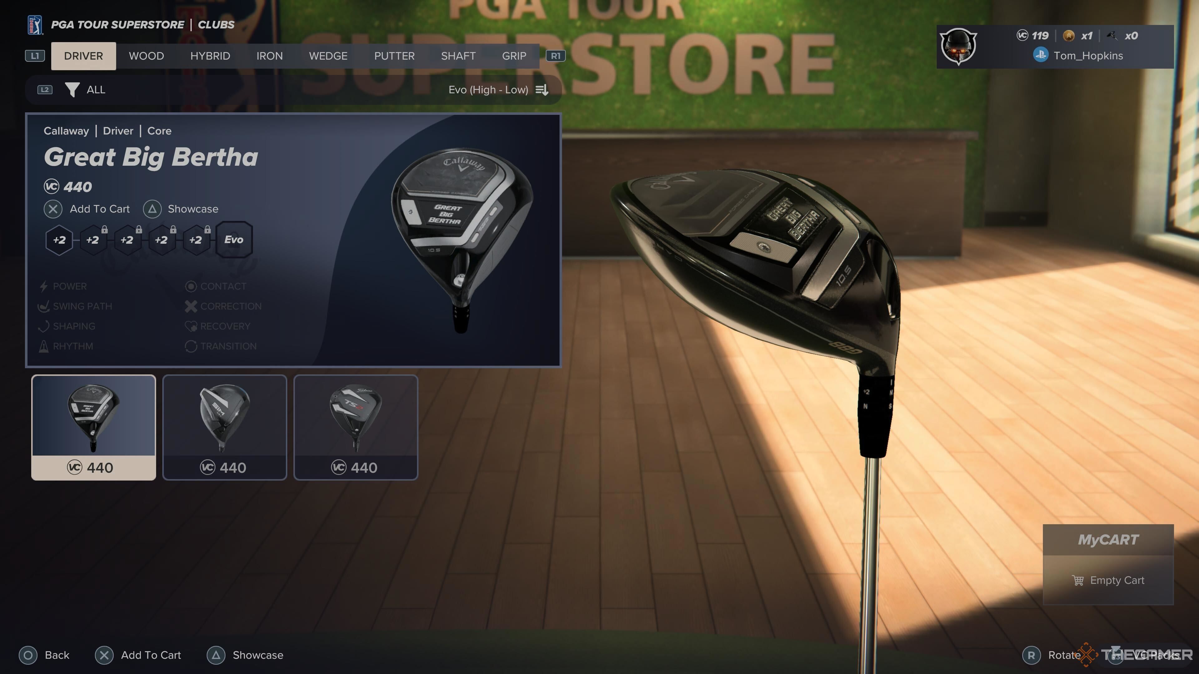 The clubs store in PGA Tour 2K25.