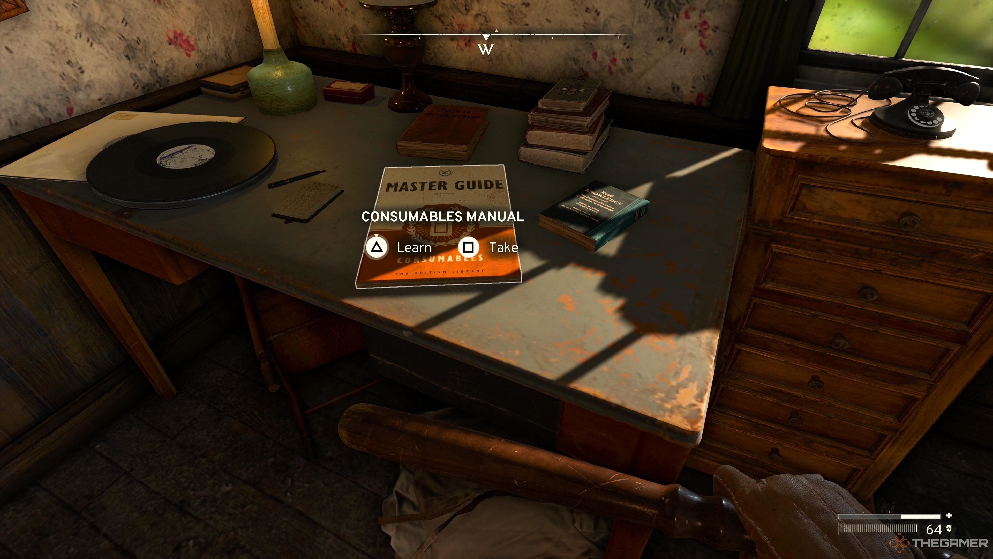 The consumables manual on a table in Atomfall.