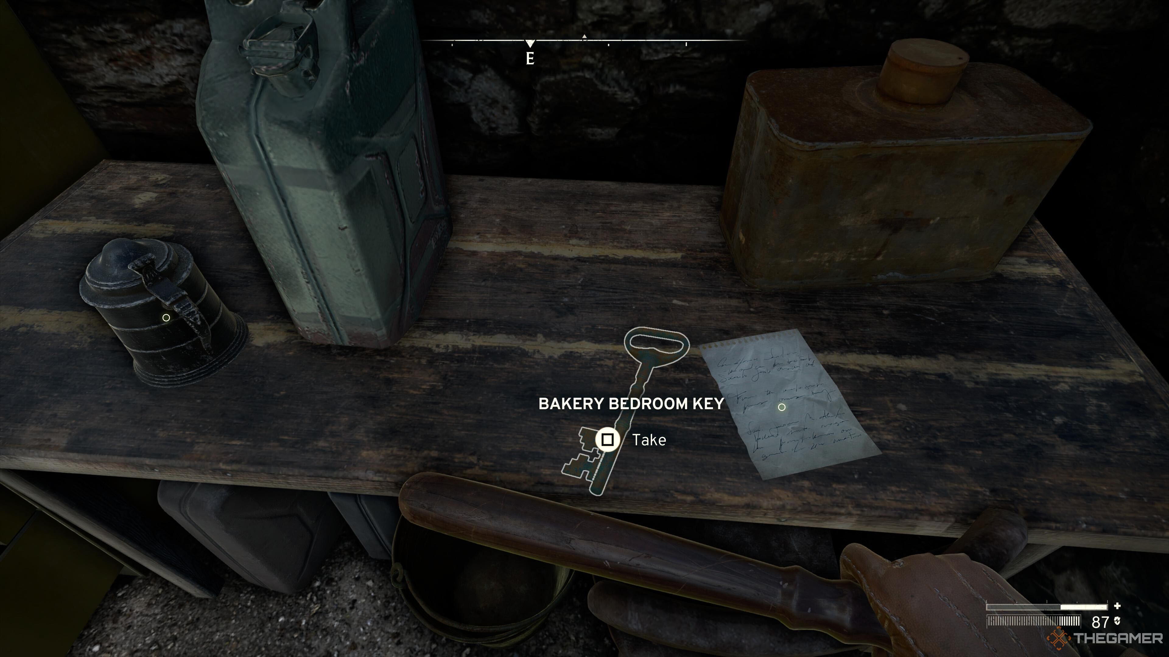 The Bakery Bedroom Key on a table in Atomfall.