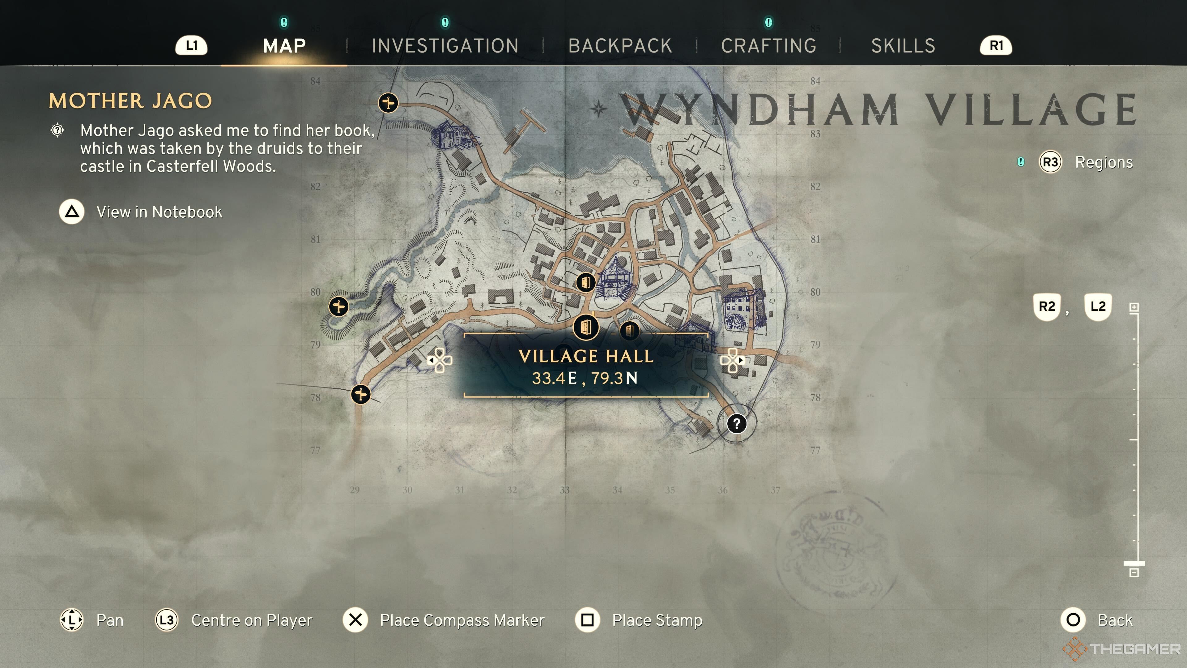 Village Hall location on the map in Atomfall.