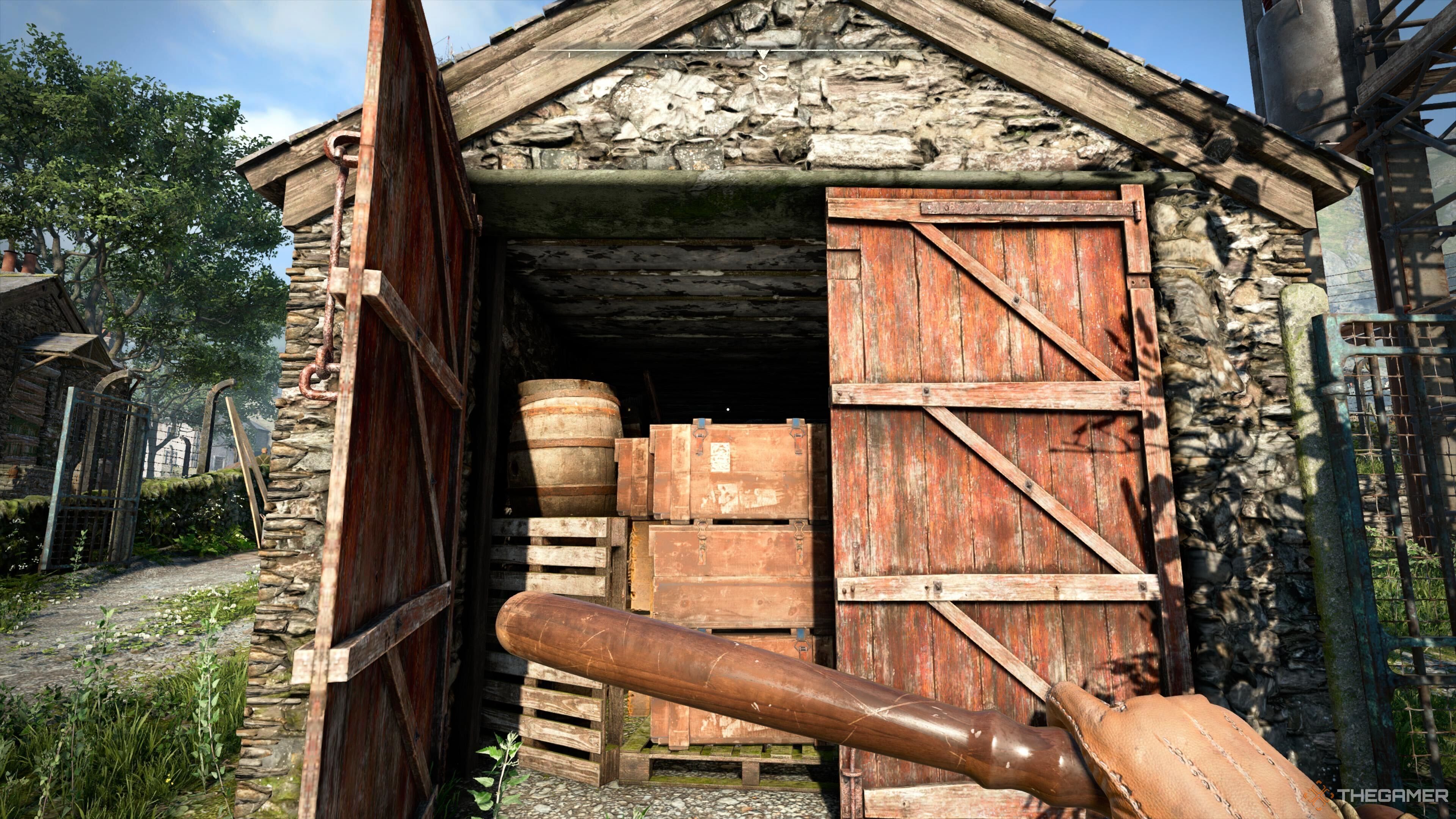 A shed with a gap in in Atomfall.