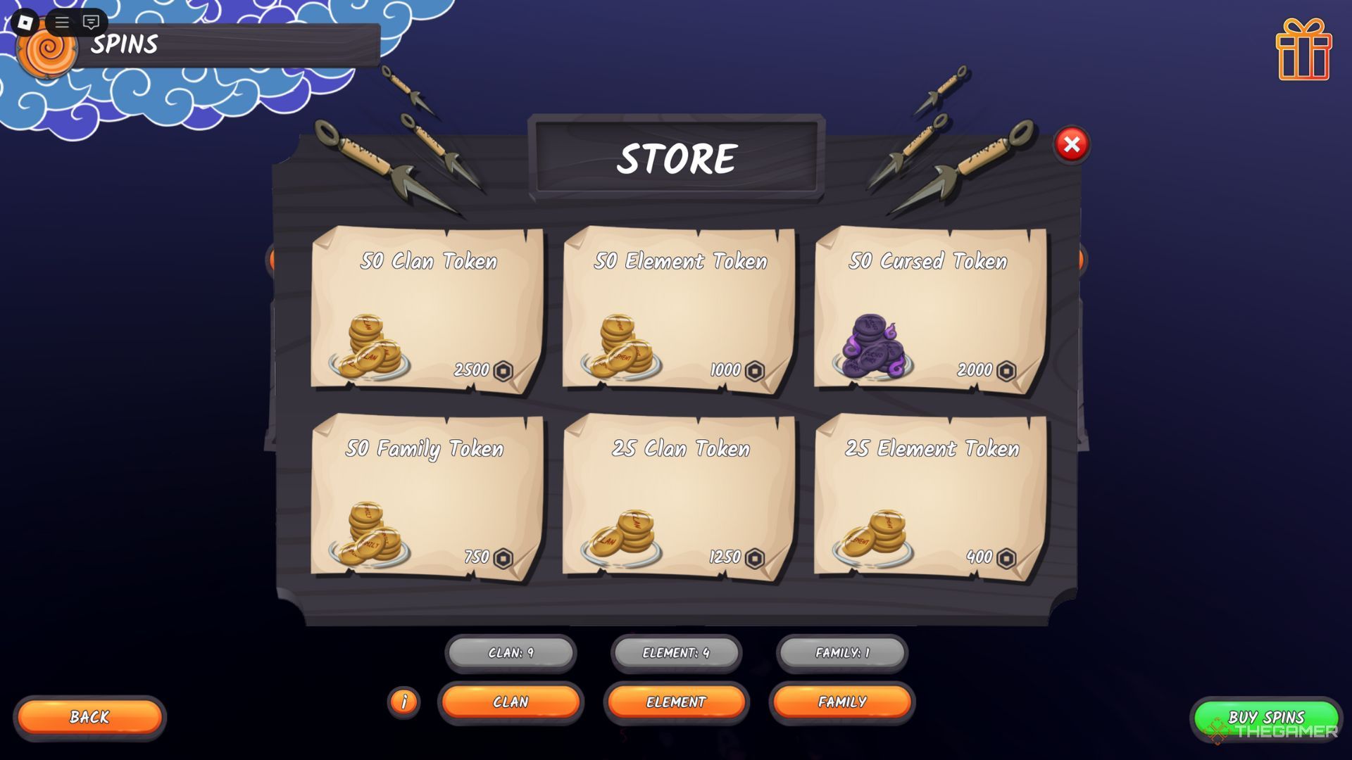 The player character shows the in-game store while being in the Leaf Village in Ninja Time.