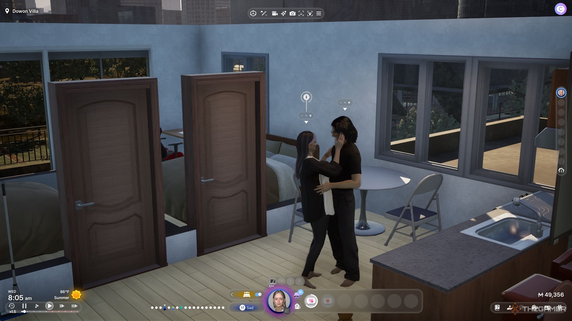 Two Zois flirting in an apartment while one is sleep deprived.