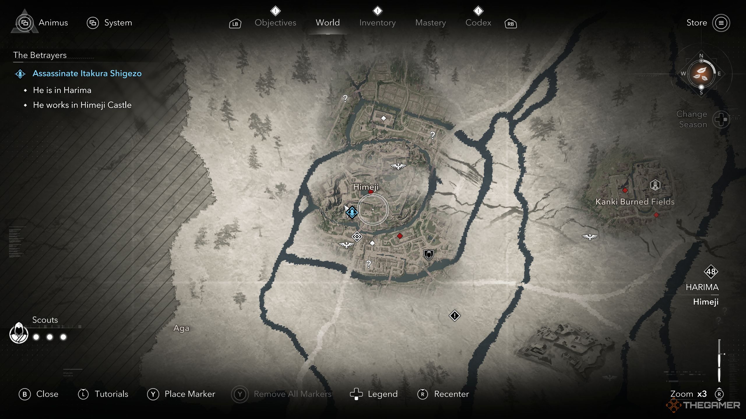 Itakura Shigezo location on the map in AC Shadows.