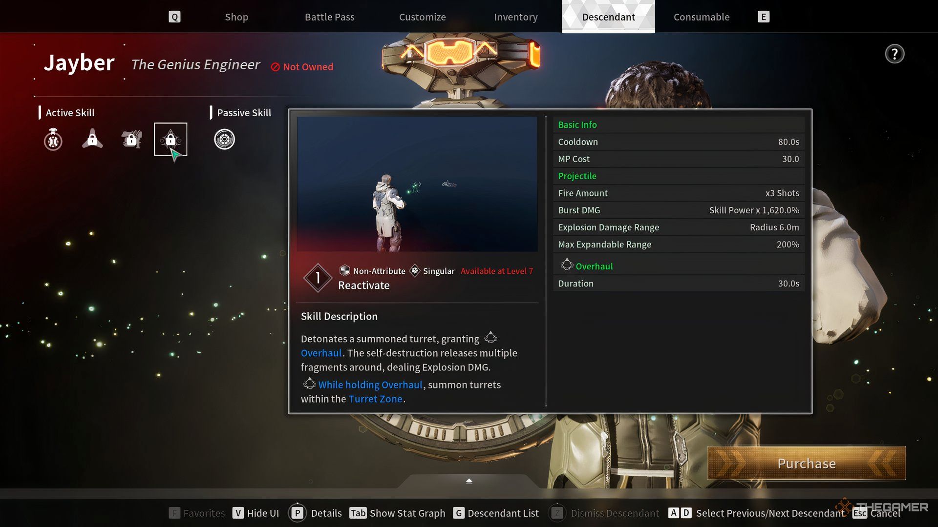 A pop-up screen showing Jayber exploding the turrets with his Reactivate ability in The First Descendant.