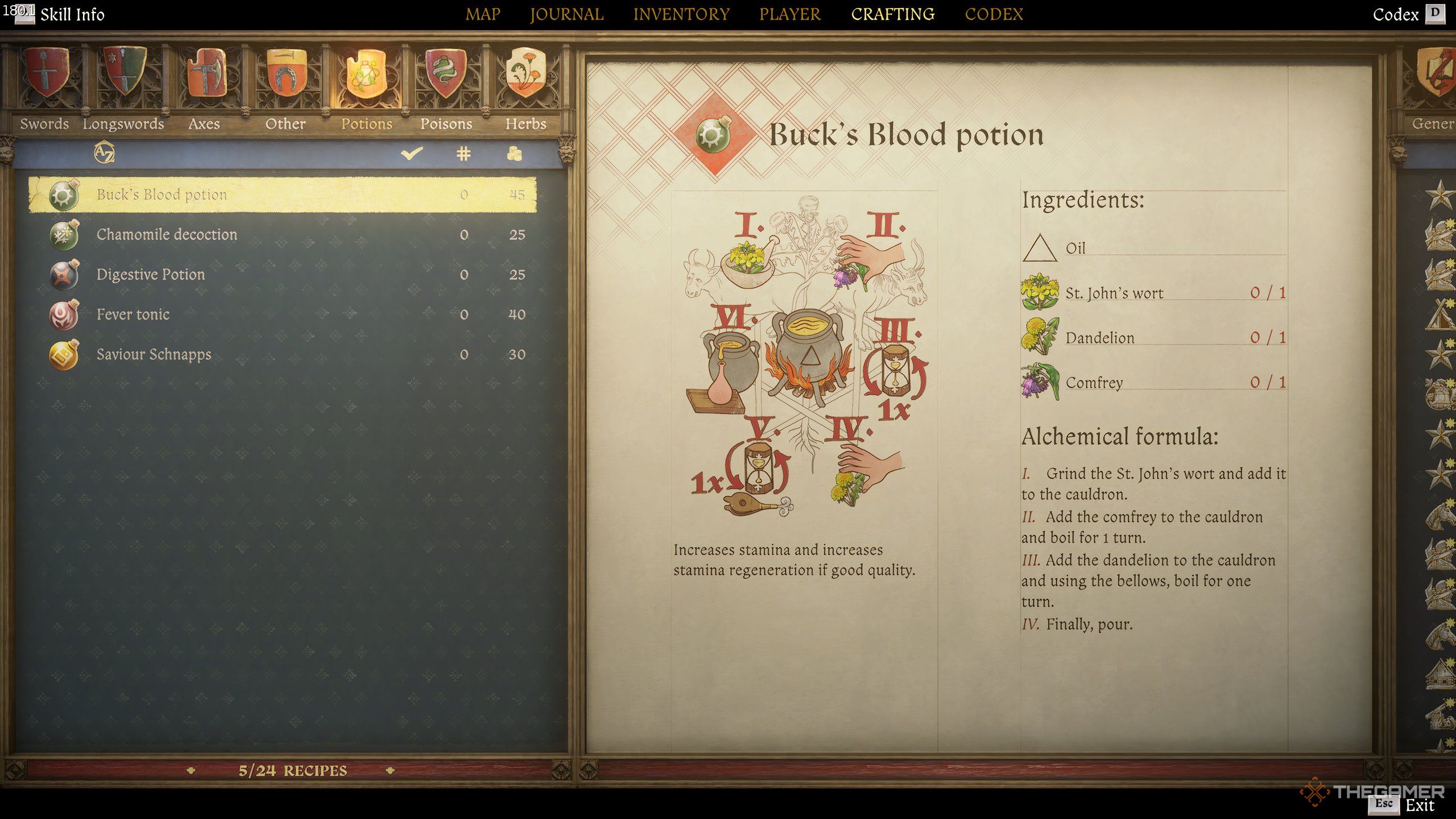 Buck's Blood Recipe in Kingdom Come: Deliverance 2.